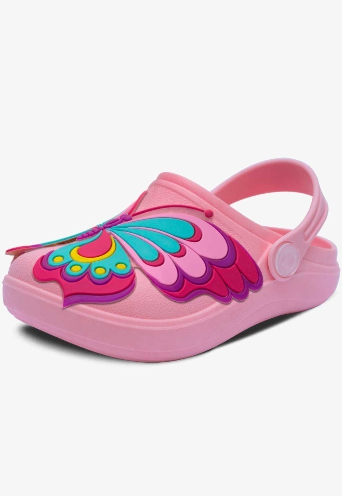 Infantil - Sandália Babuche Feminina Pópidi Borboleta Rosa