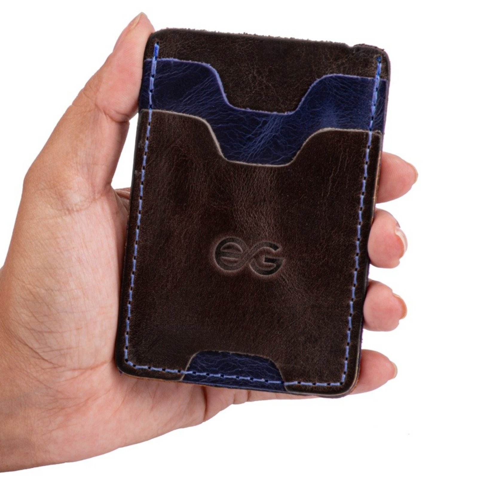 Carteira Mini Cnh/cédulas/cartões Minimalista Couro Legítimo ello griff Marrom Escuro