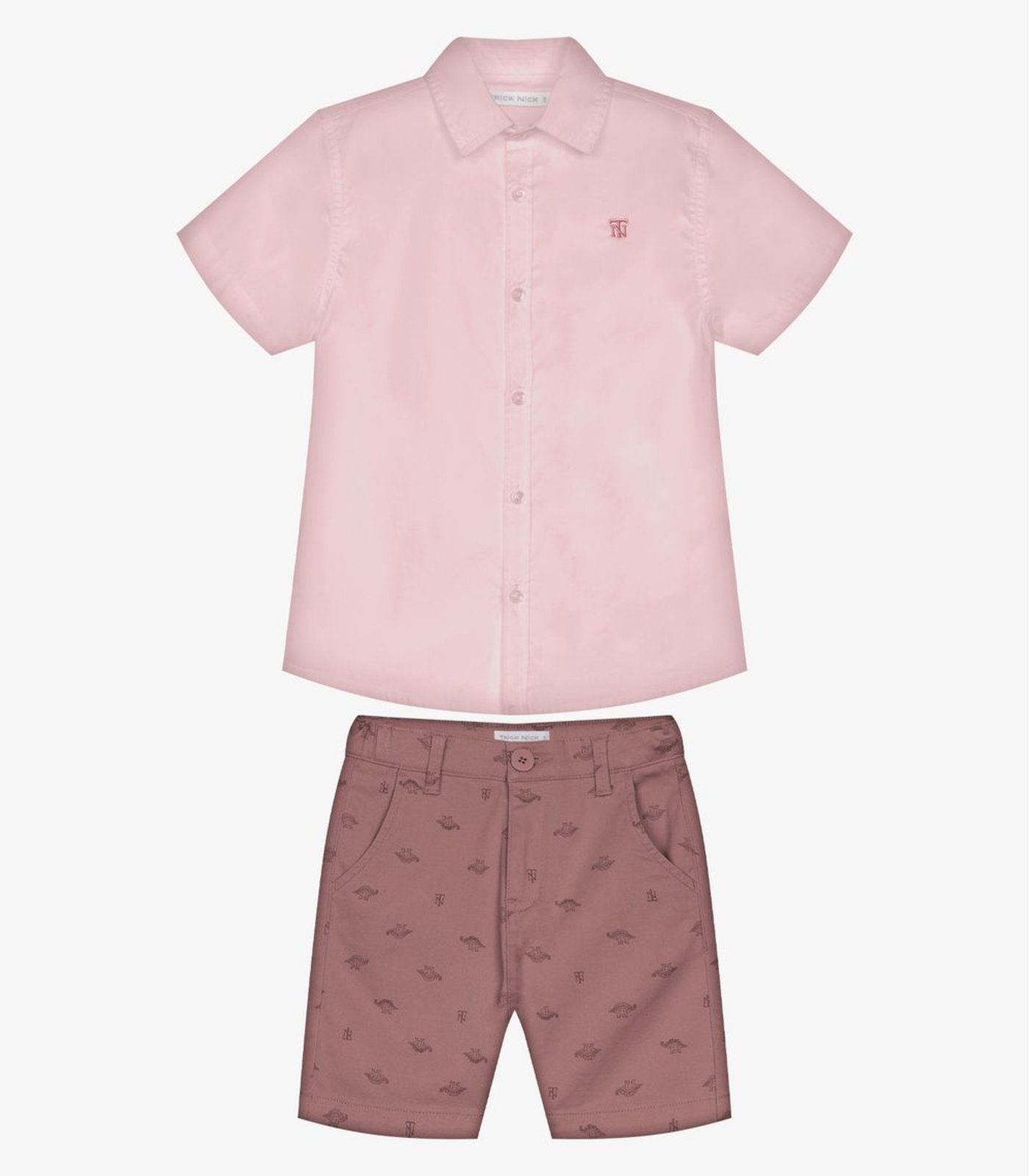 Infantil - Conjunto Camisa Com Bermuda Trick Nick Rosa