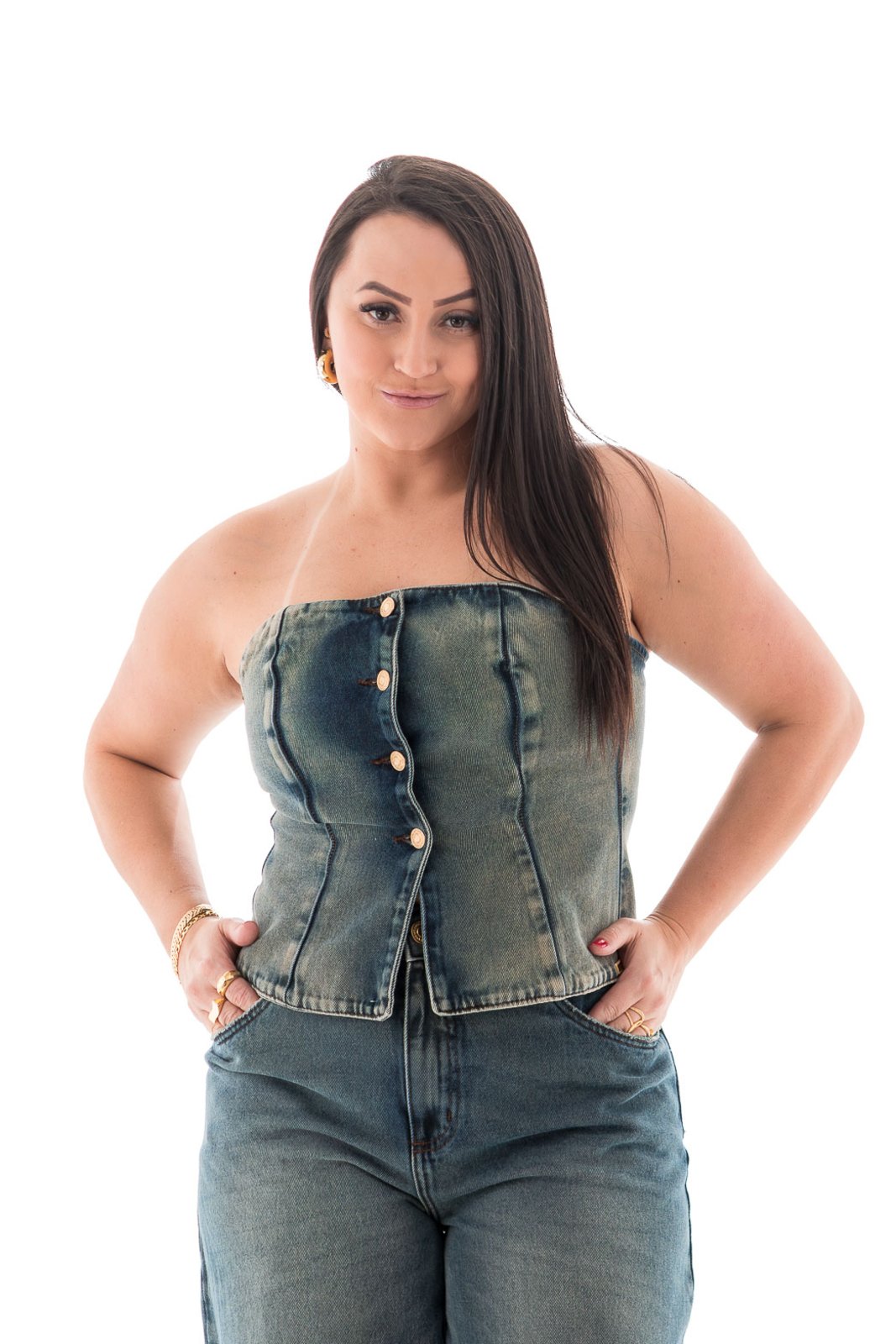Top Corset Jeans Feminino Arauto Brown