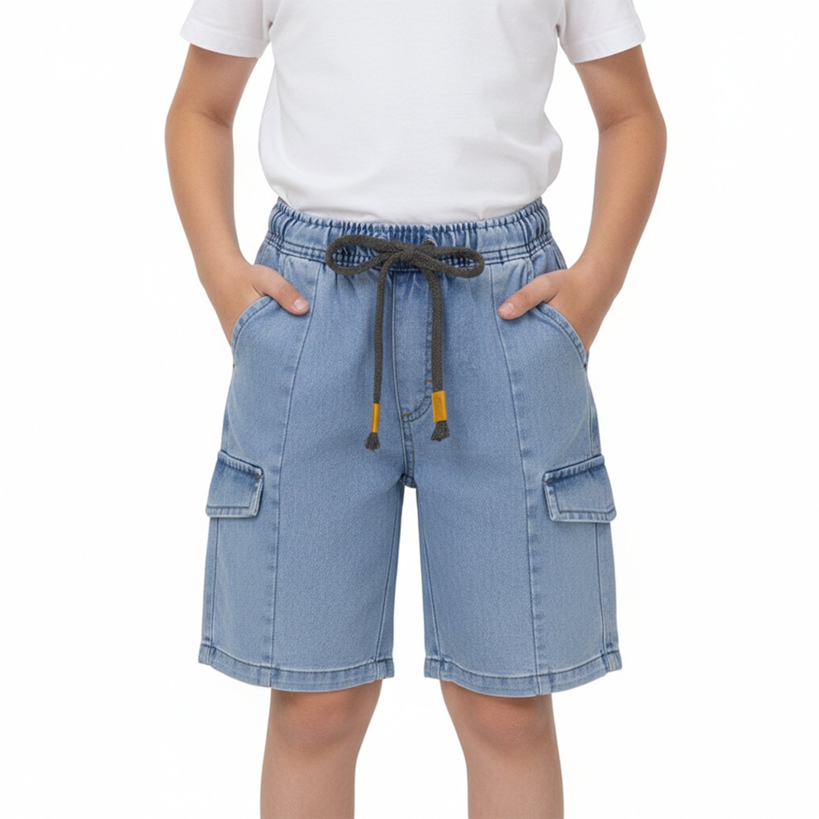 Vista 2 Infantil - Bermuda Juvenil Look Jeans Cargo Jeans azul Look Jeans azul