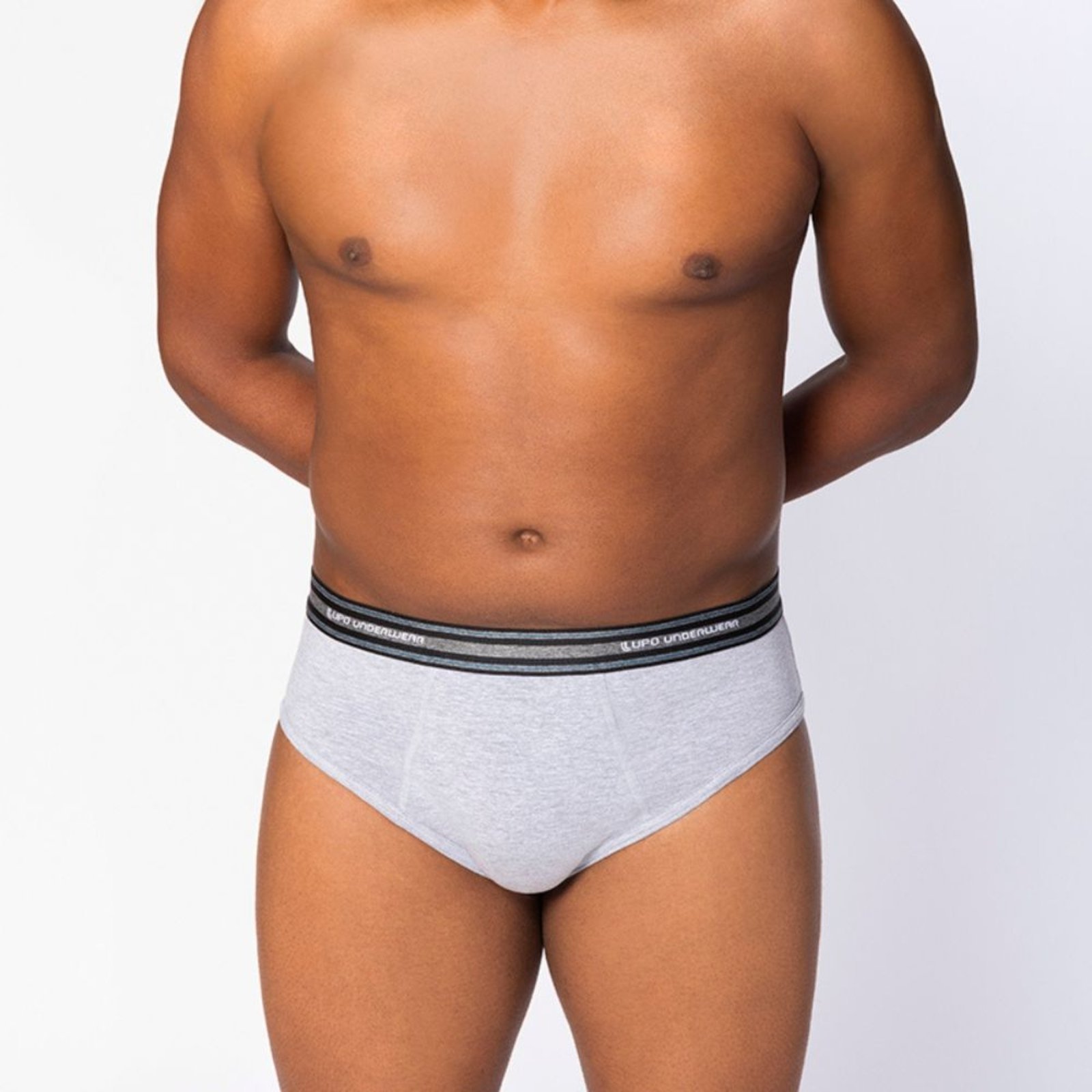 Vista 2 Cueca Lupo Slip Algodão com Elastano Tamanho Especial cinza Lupo cinza