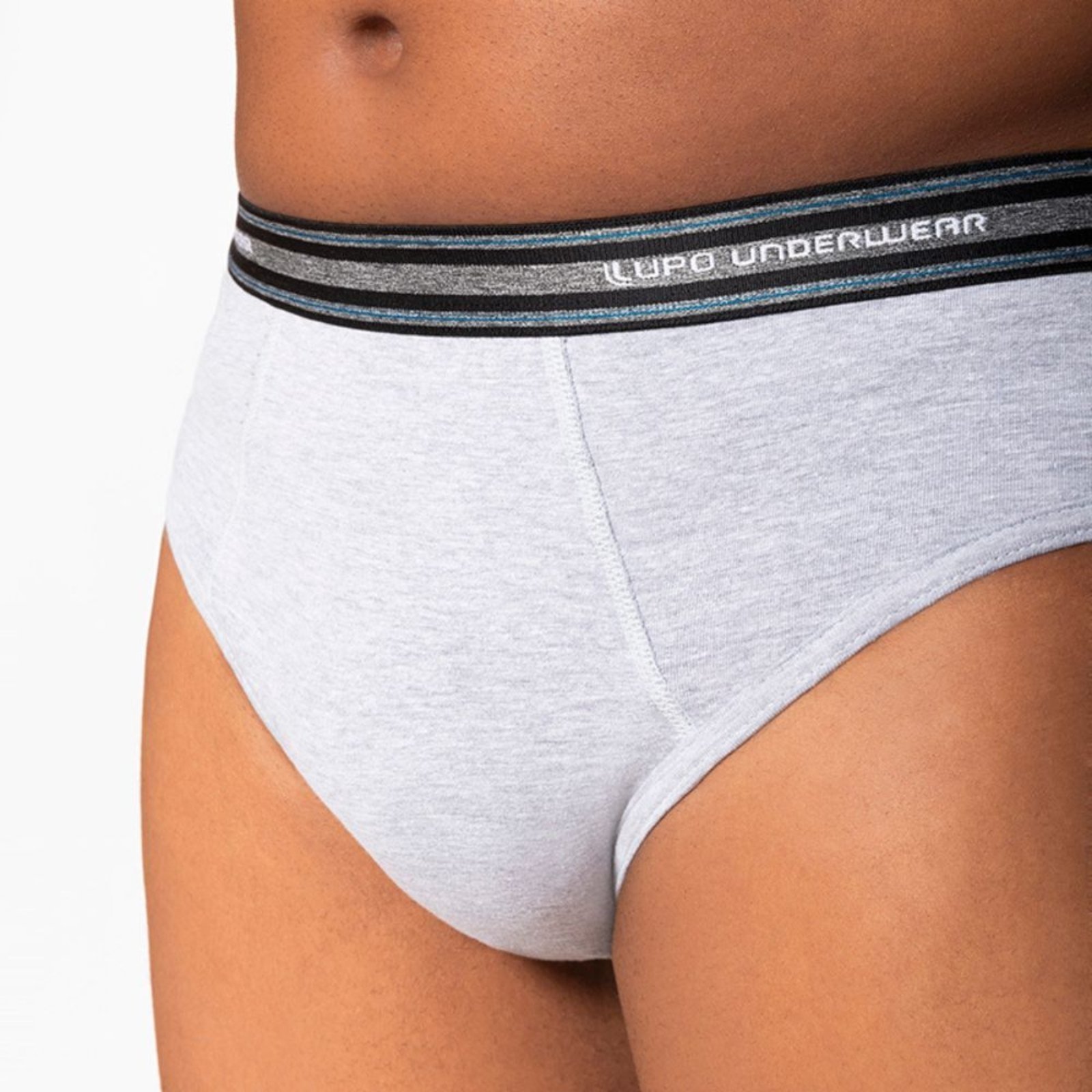 Vista 3 Cueca Lupo Slip Algodão com Elastano Tamanho Especial cinza Lupo cinza