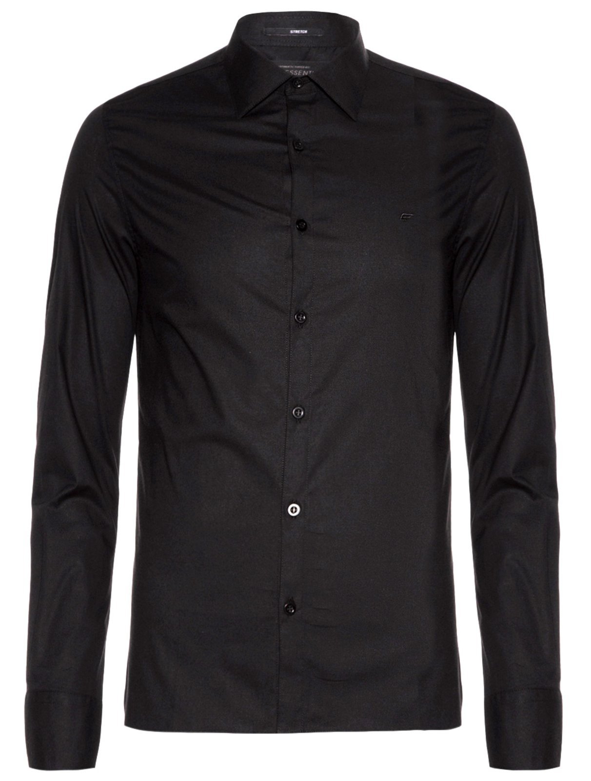 Camisa Ellus Masculina Tricoline LY Slim Italian Preta