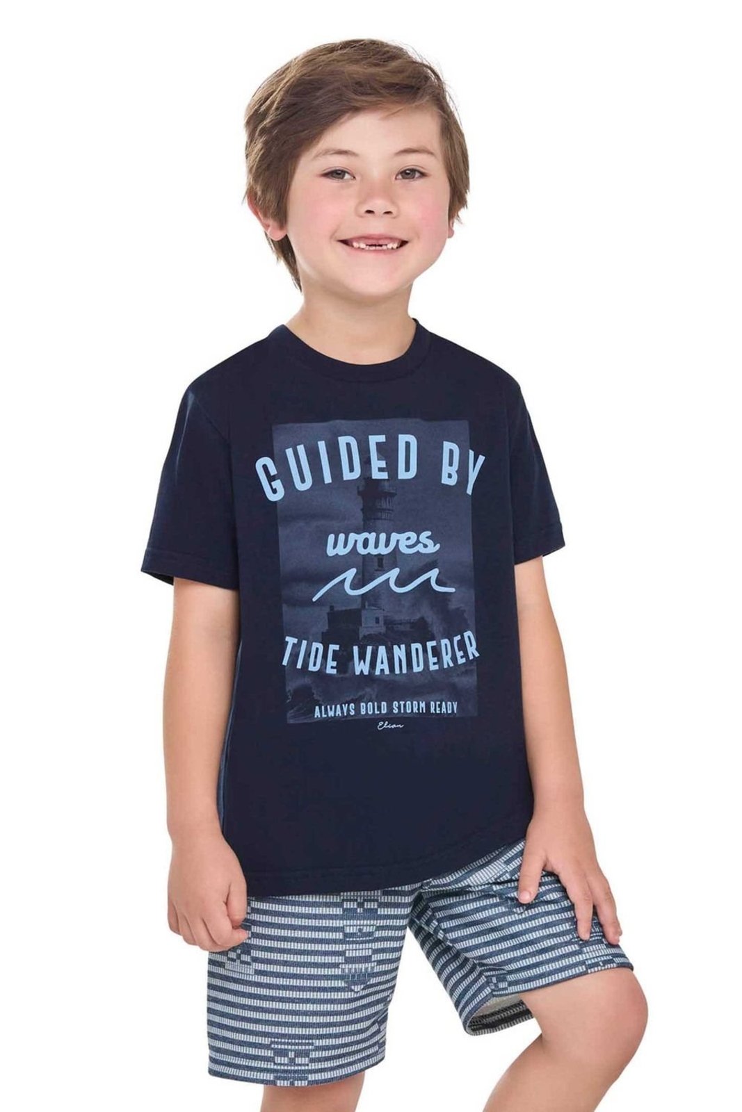 Infantil - Conjunto Menino Listras Farol Elian Azul