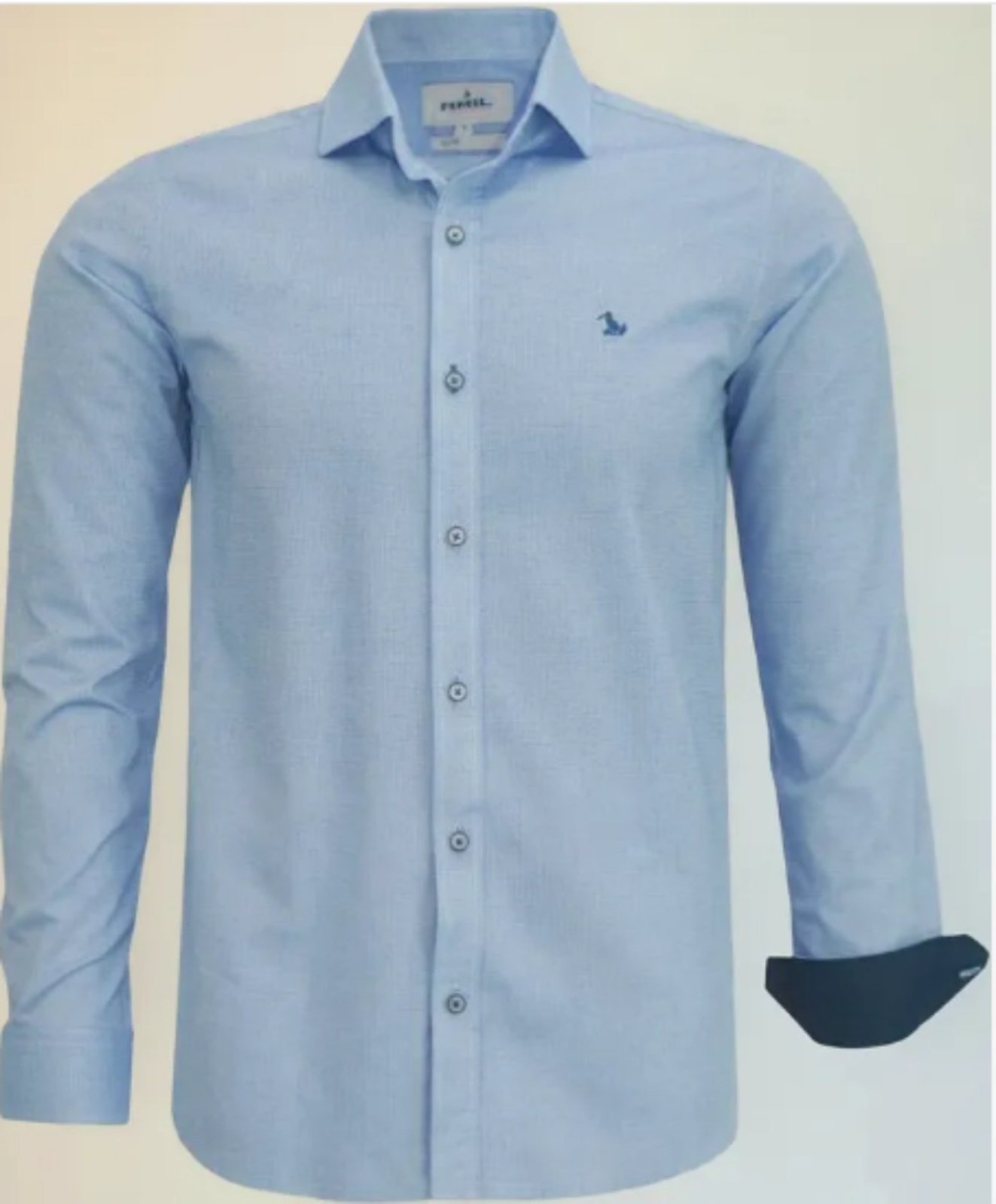 Camisa Social Amil Slim Looney Algodão Fio60 Macia Manga Longa Luxo Azul