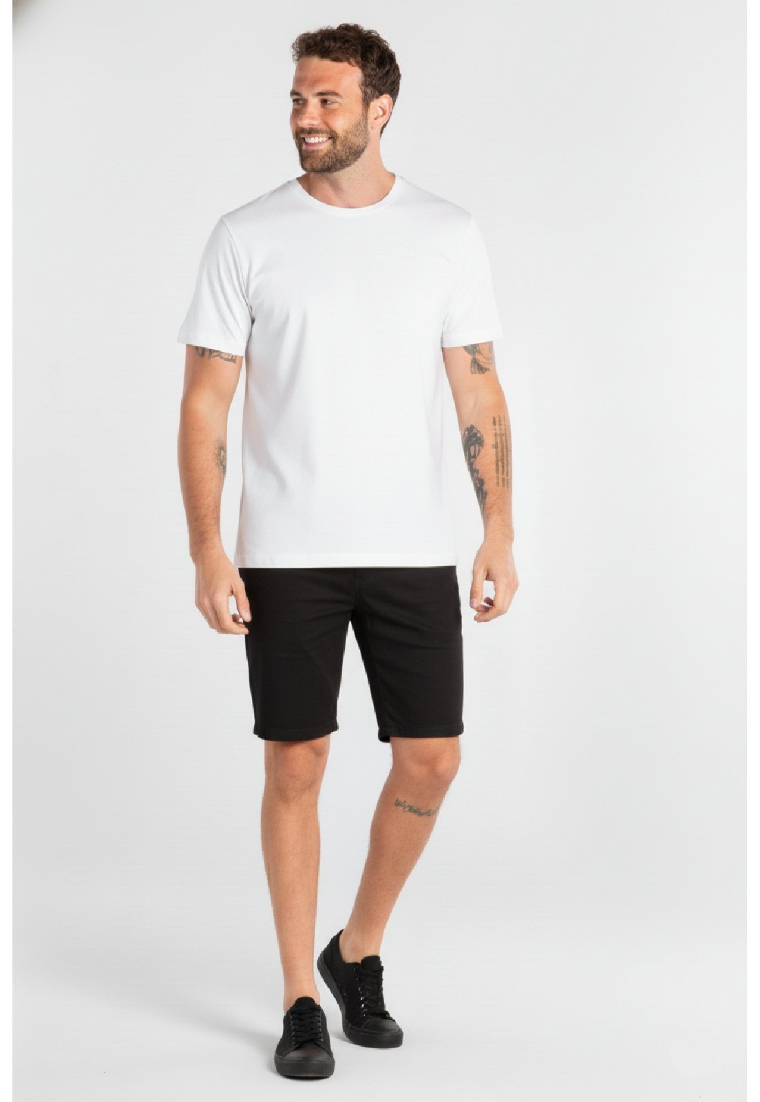 Camiseta Masculina em Meia Malha Just Basic Branco