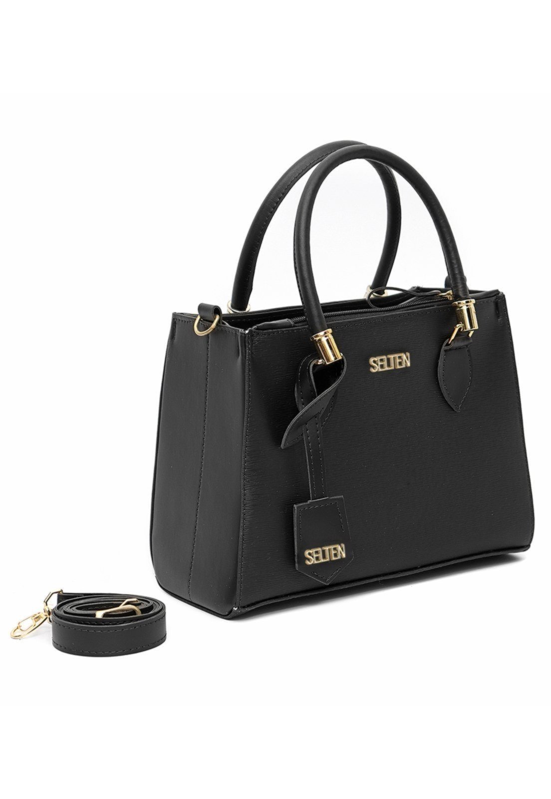 Bolsa Feminina Lorena Transversal e de Mão Preta Selten