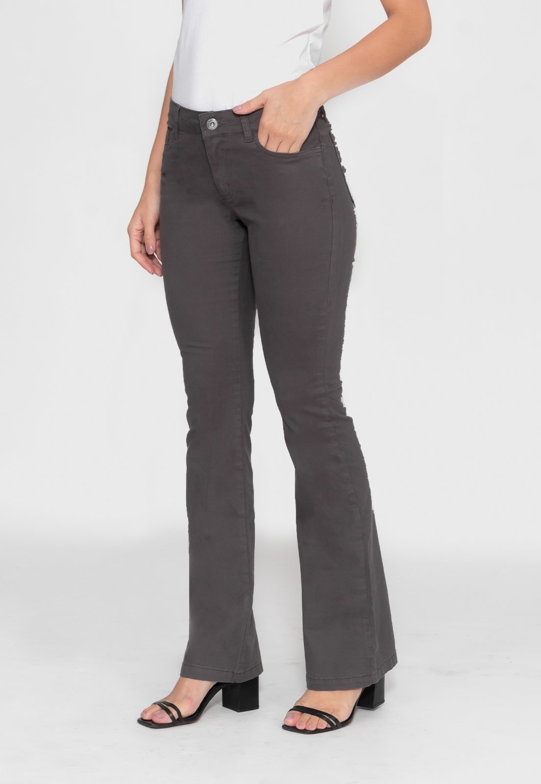 Calça Sarja Macaw Flare Julia 7825 Bege