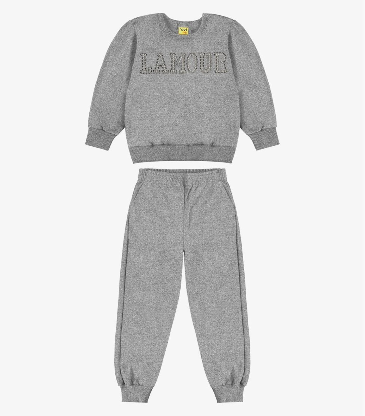 Infantil - Blusão com Calça Moletom Rovi Cinza