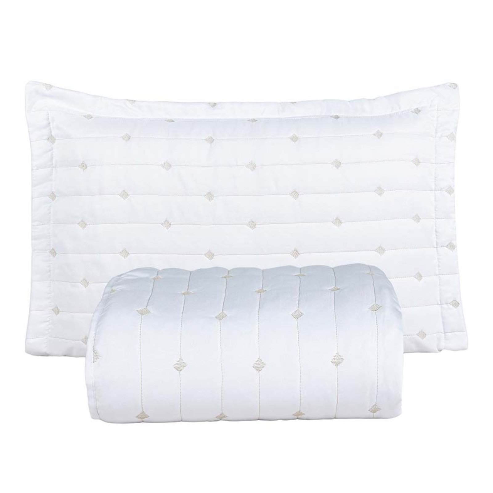 Kit Cobre Leito Rubine Solteiro Bordado Micropercal 400 Fios Colcha Liso 2 Peças Branco