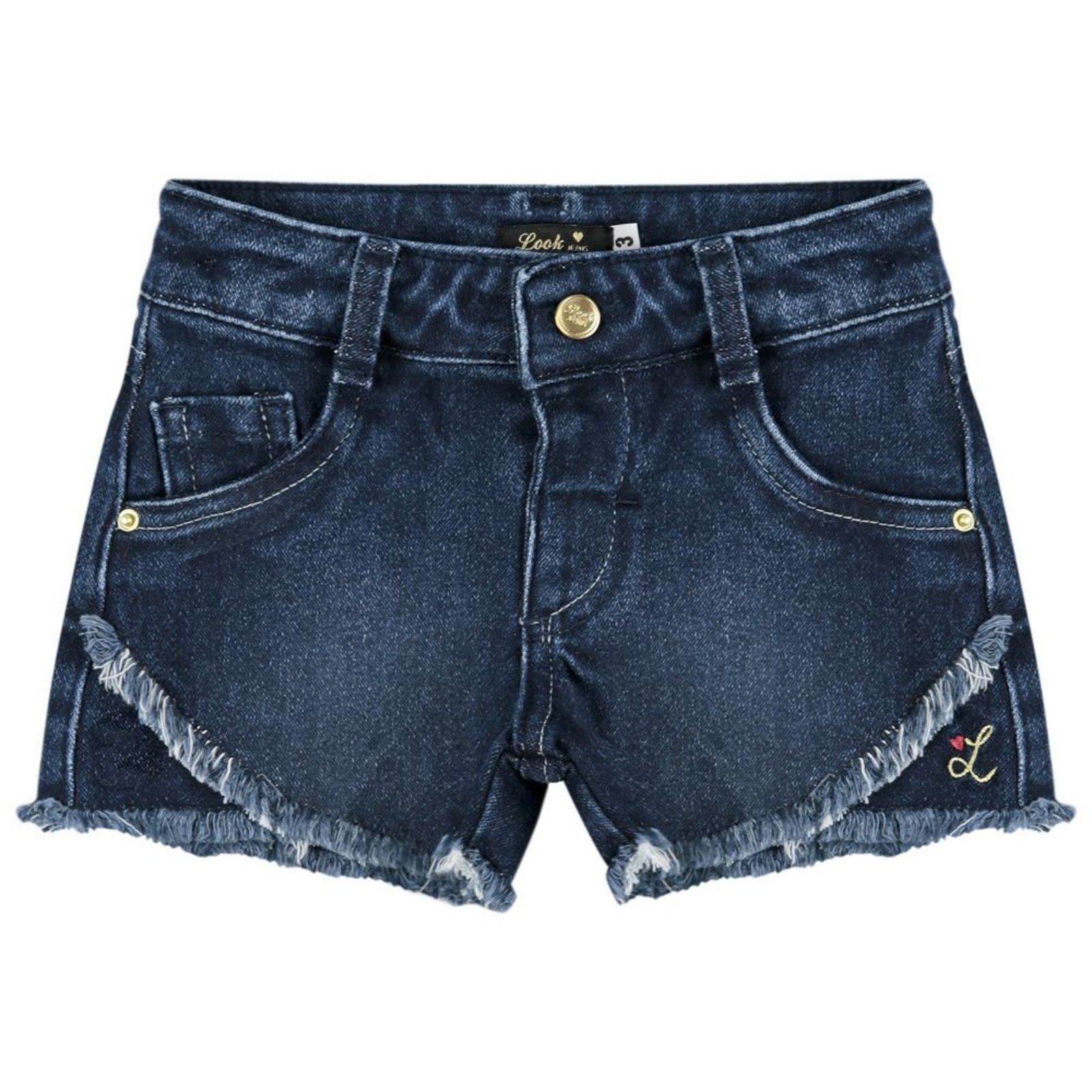 Infantil - Shorts Look Jeans Moletom Jeans