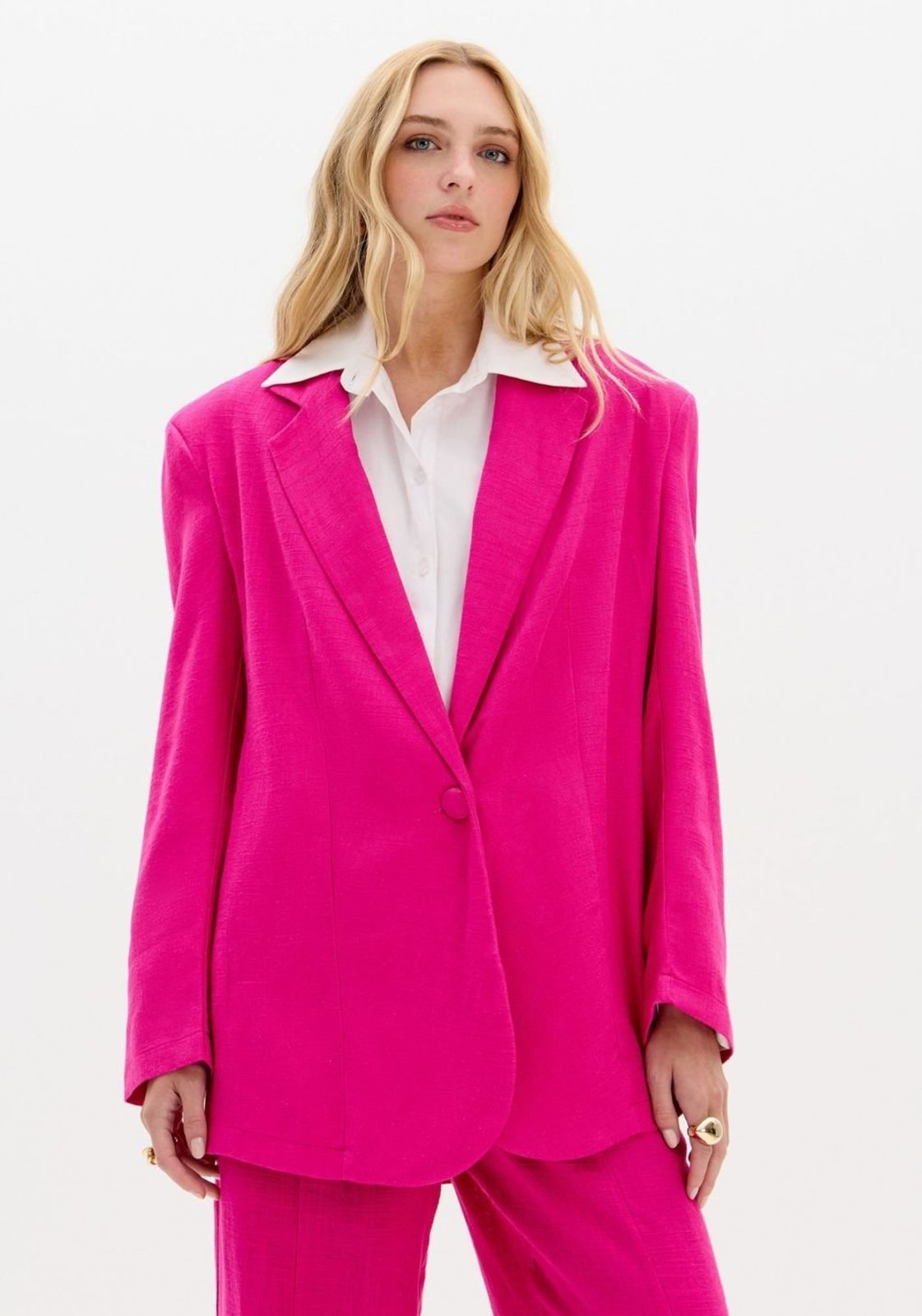Vista 2 Blazer Oversized Com Linho My Favorite Things rosa My Favorite Things rosa
