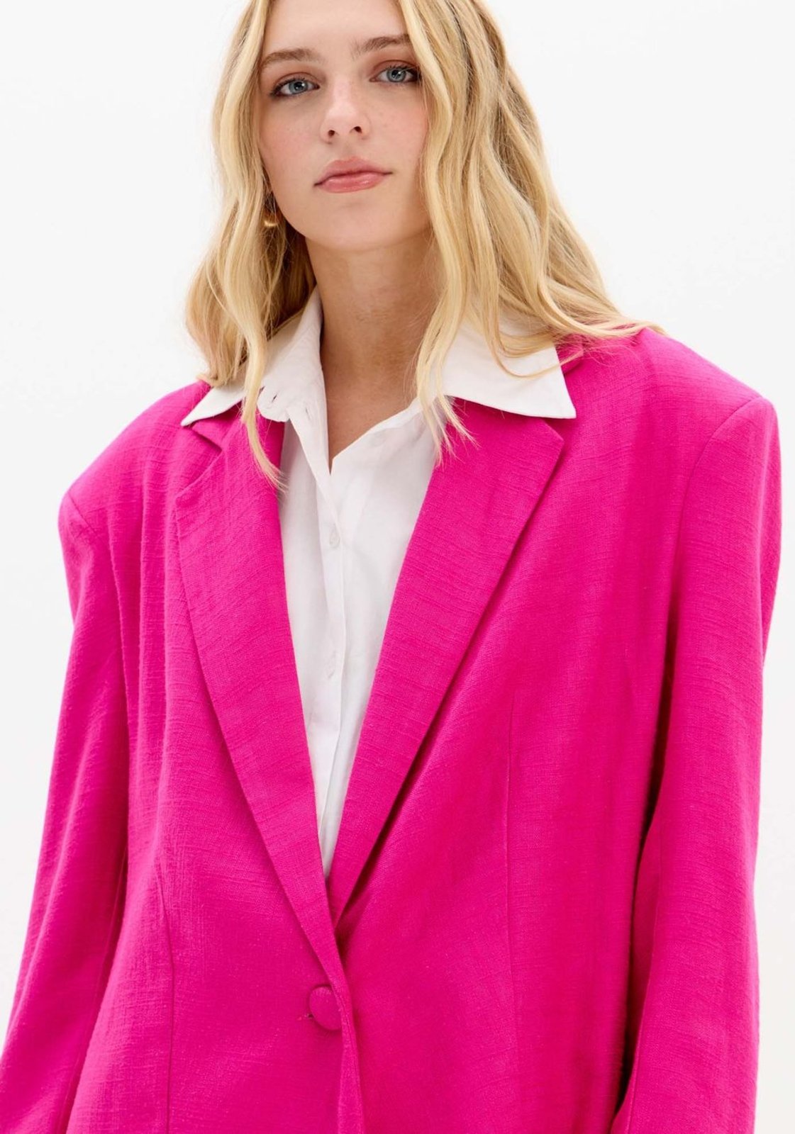 Vista 3 Blazer Oversized Com Linho My Favorite Things rosa My Favorite Things rosa