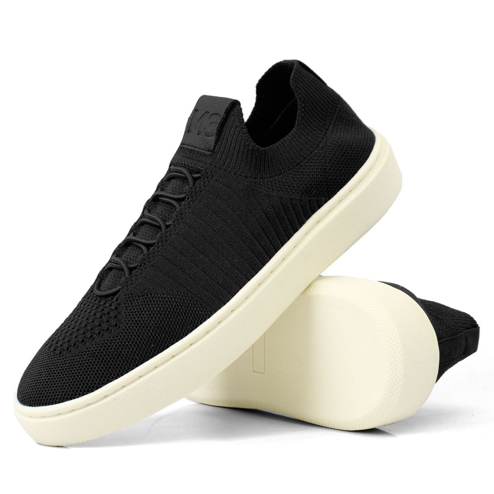 Tênis Knit Masculino Sapatenis Casual Leve Confortável Premium Preto