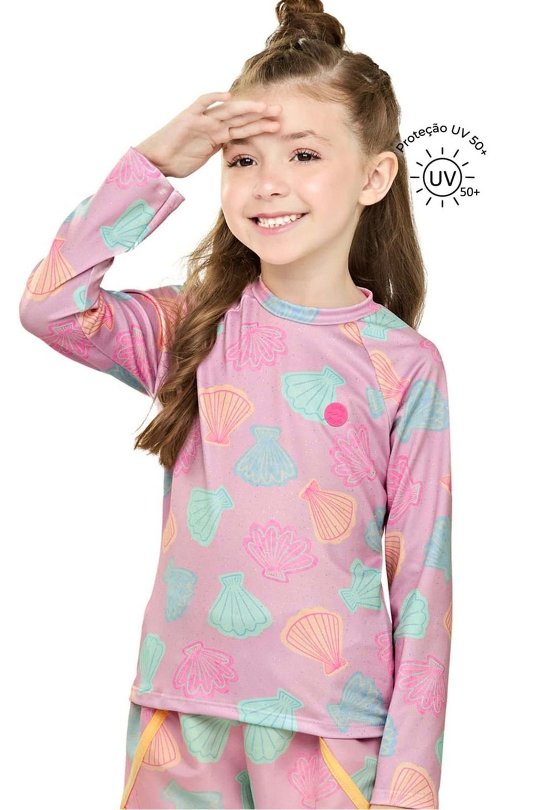 Blusa de Proteção Solar Menina Elian Rosa