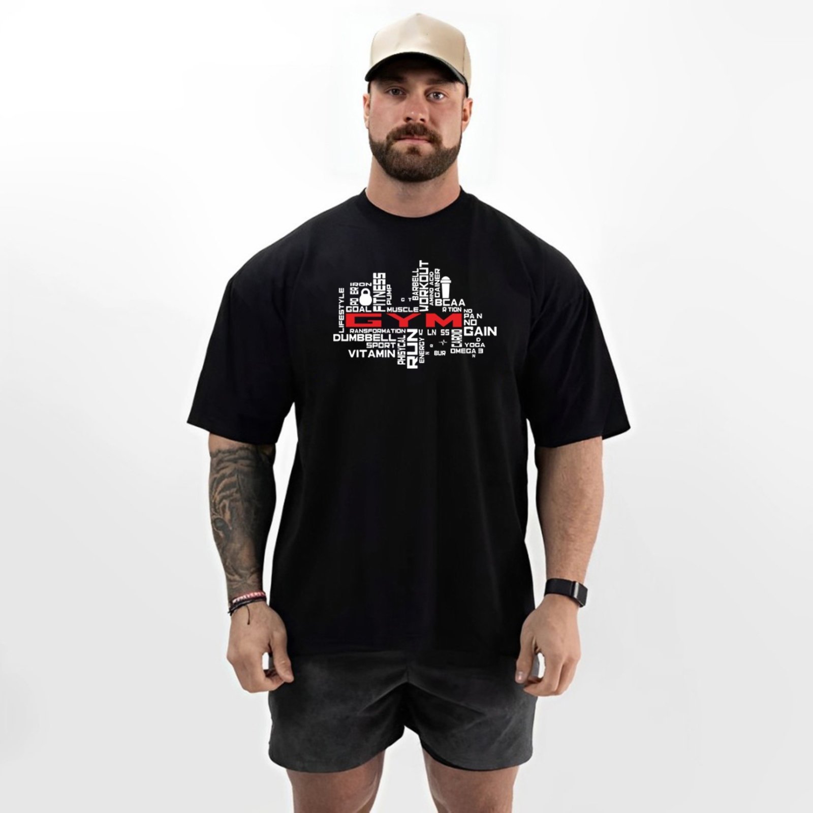 Camiseta Oversized Over Masculina Algodão Academia Preto
