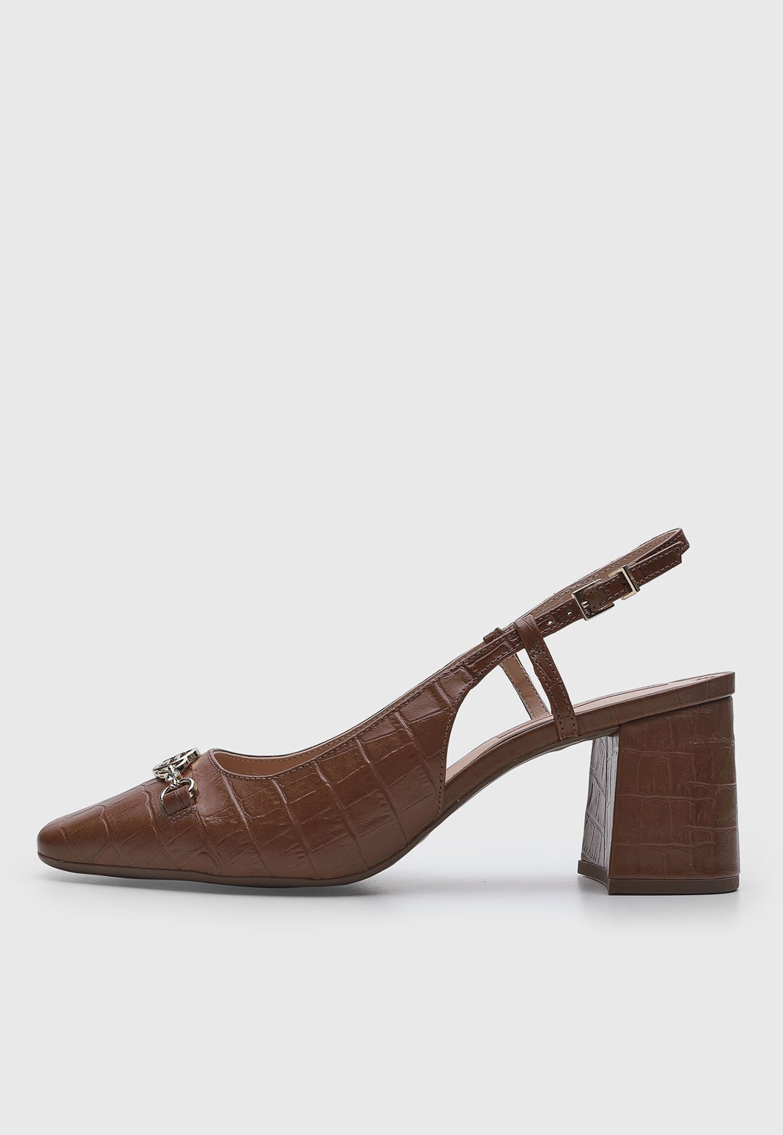 Slingback Feminino Jorge Bischoff Croco Marrom