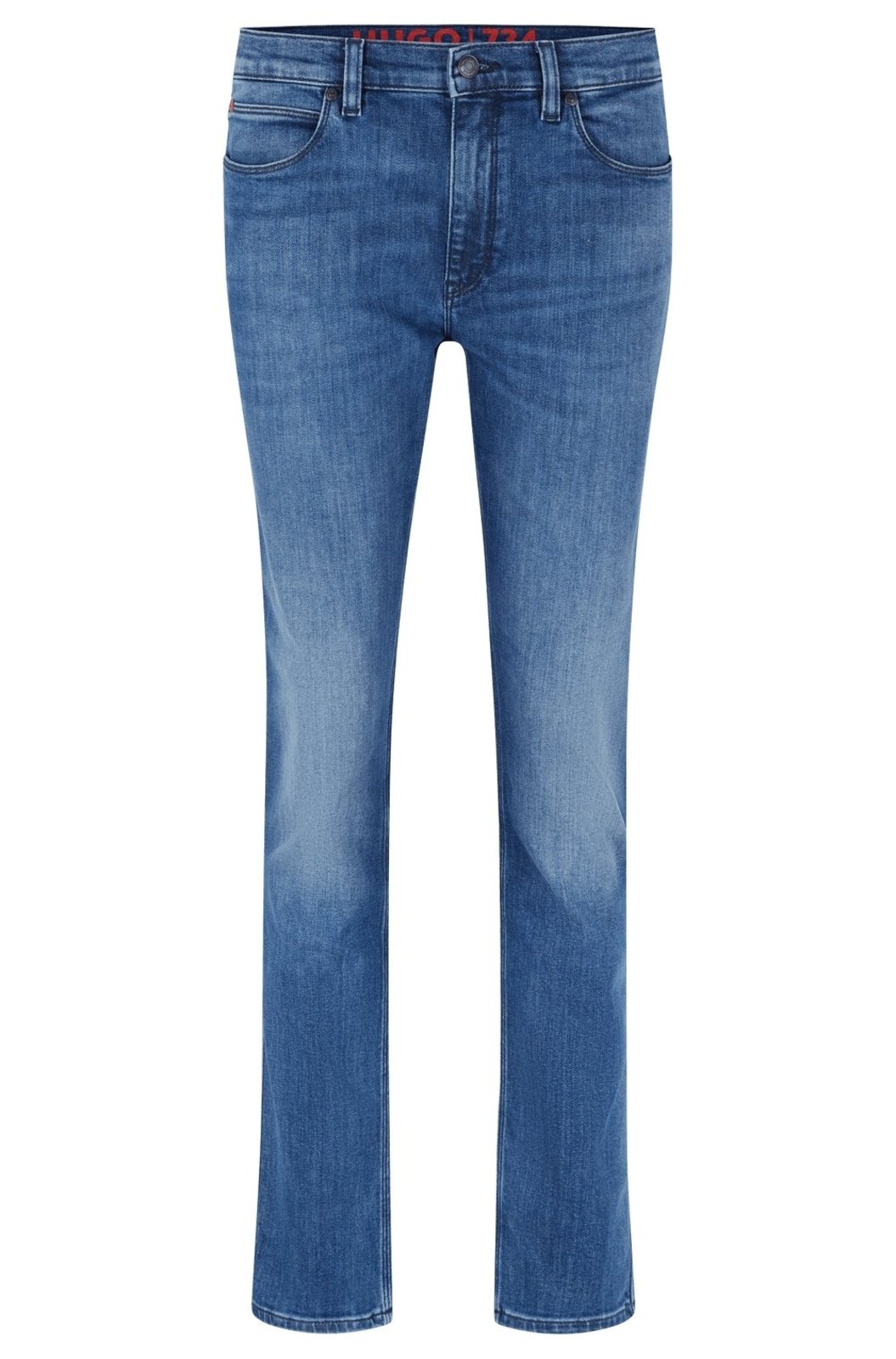 Jeans Com Caimento Super Ajustado Em Brim Elástico Azul