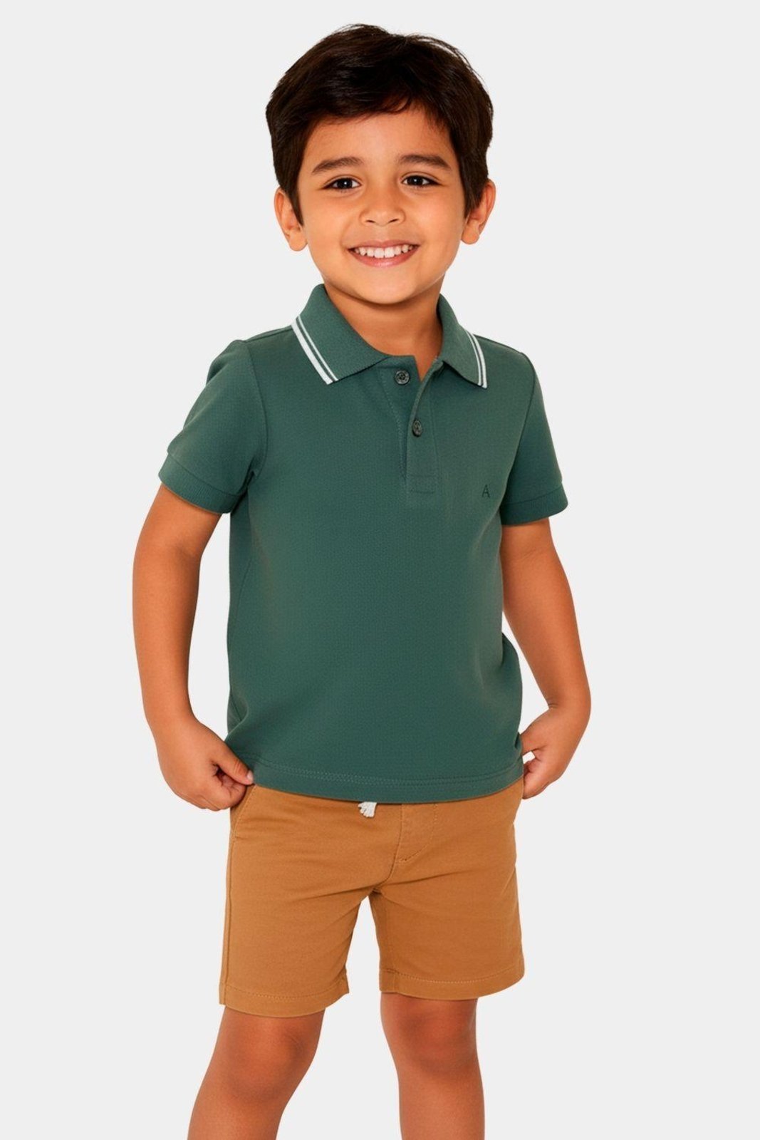 Vista 2 Infantil - Polo Aramis Frisos Bandeira verde Aramis verde