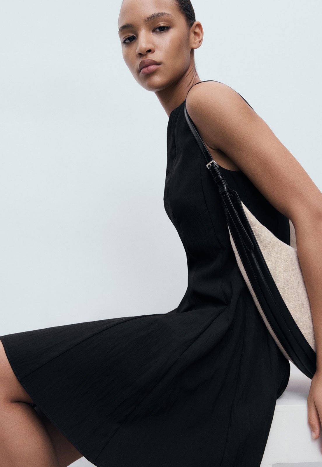 Vestido Mango Curto Terry Preto
