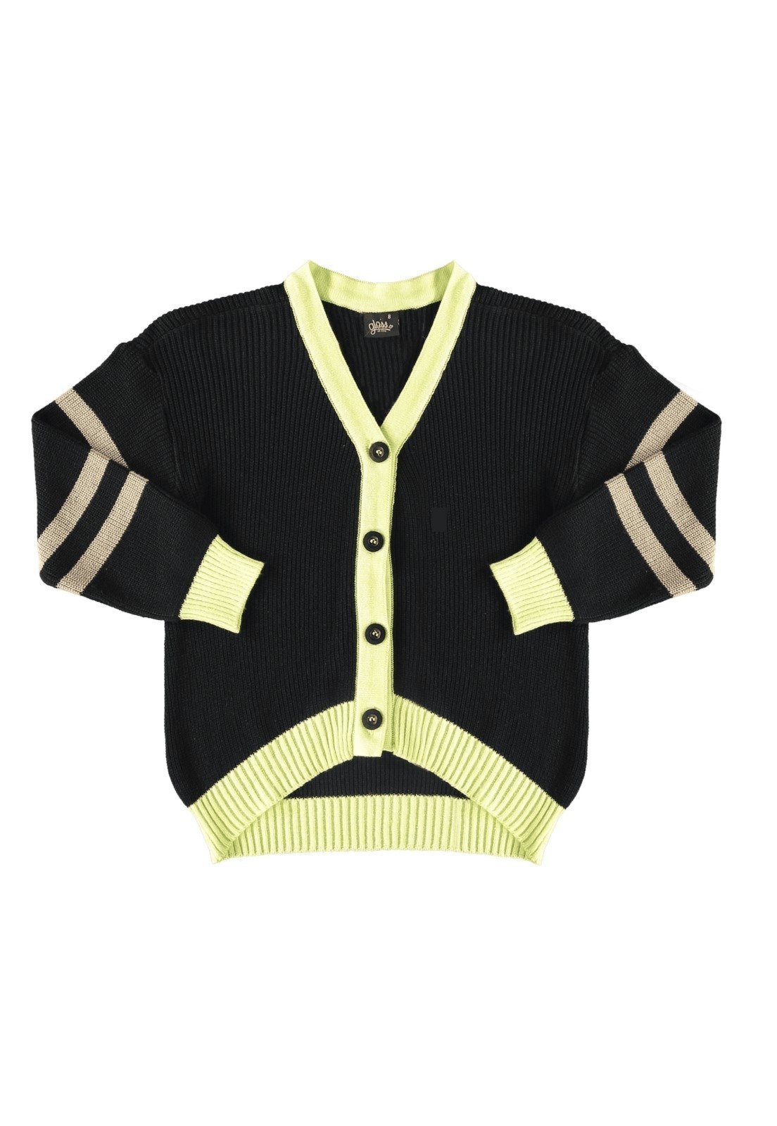 Infantil – Cardigan em Tricô Juvenil Gloss Preto
