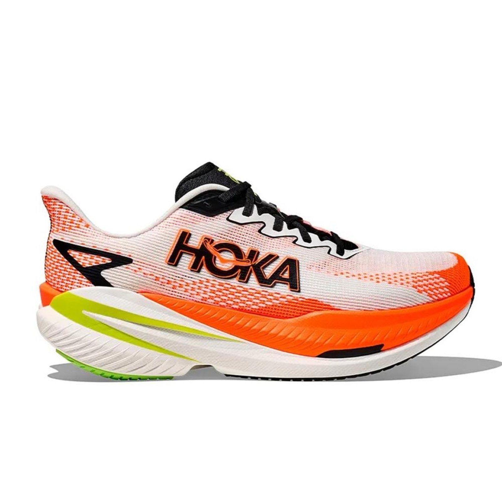 Vista 2 Tênis Hoka Mach X 3 Neon Tangerine laranja white HOKA laranja white