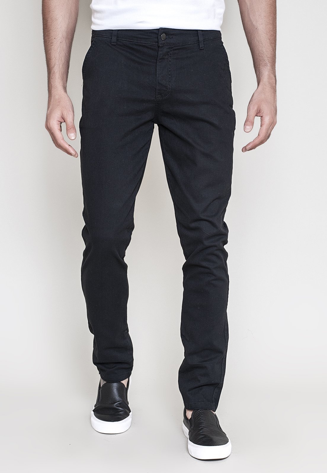 Calça Sport Fino Sarja Lemier Collection com Bolso-Faca Color Preto