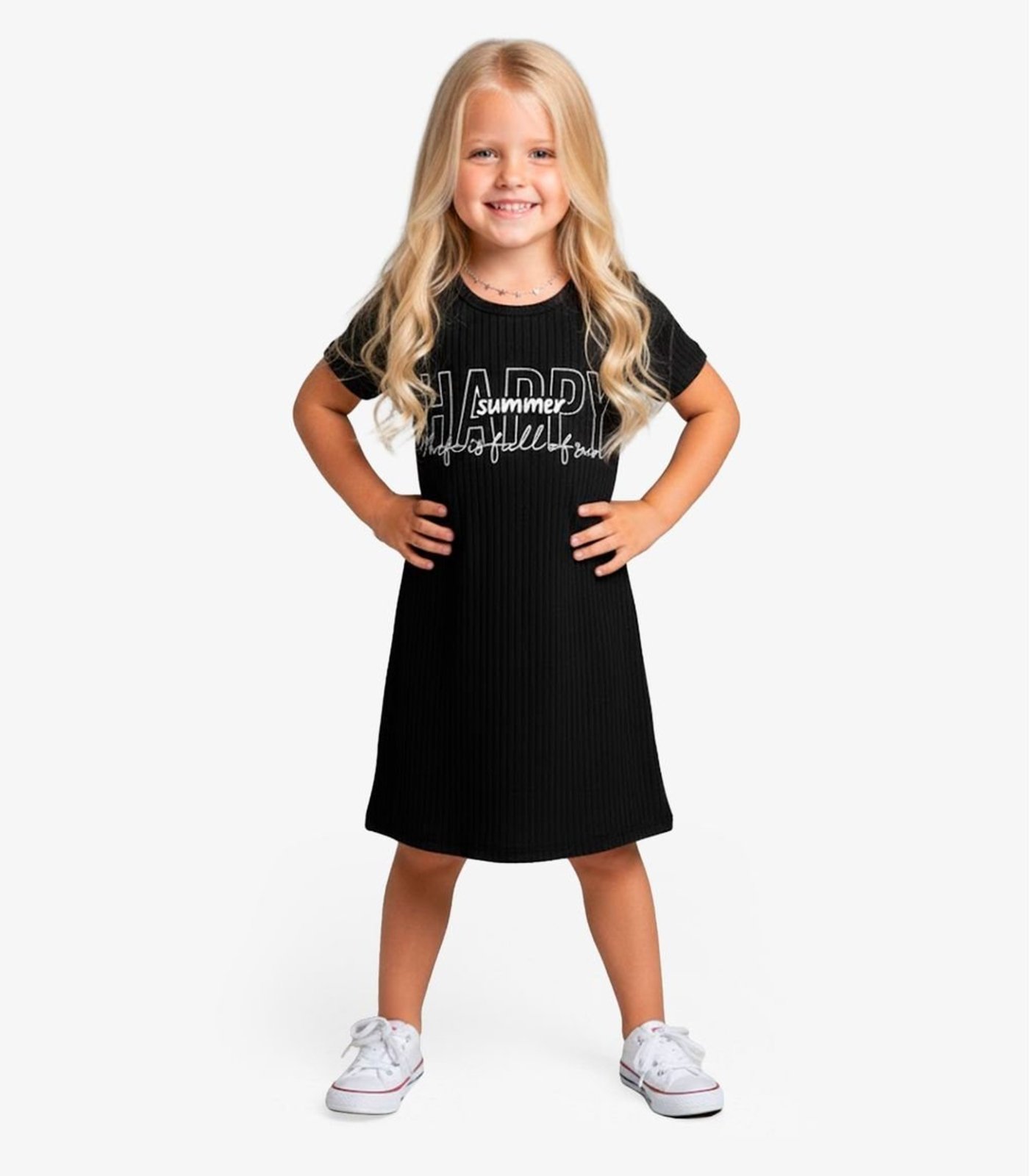 Infantil - Vestido Em Ribana Canelada Select Preto