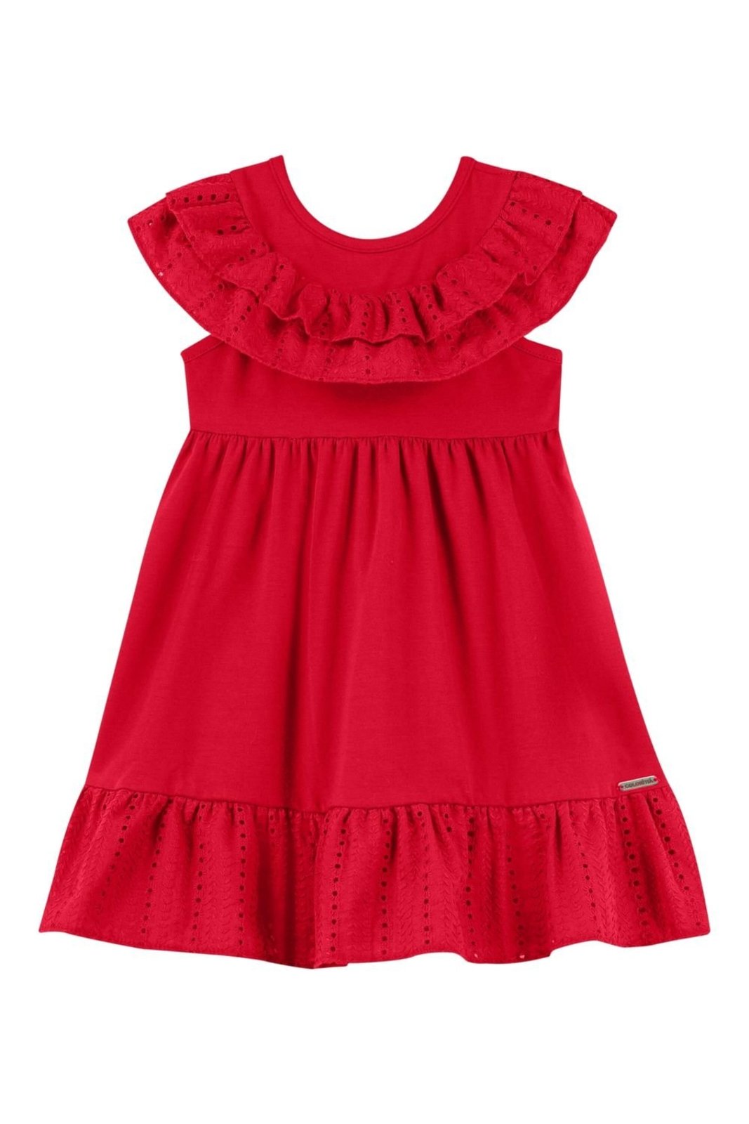 Infantil - Vestido Menina Babado Bordado Colorittá Vermelho