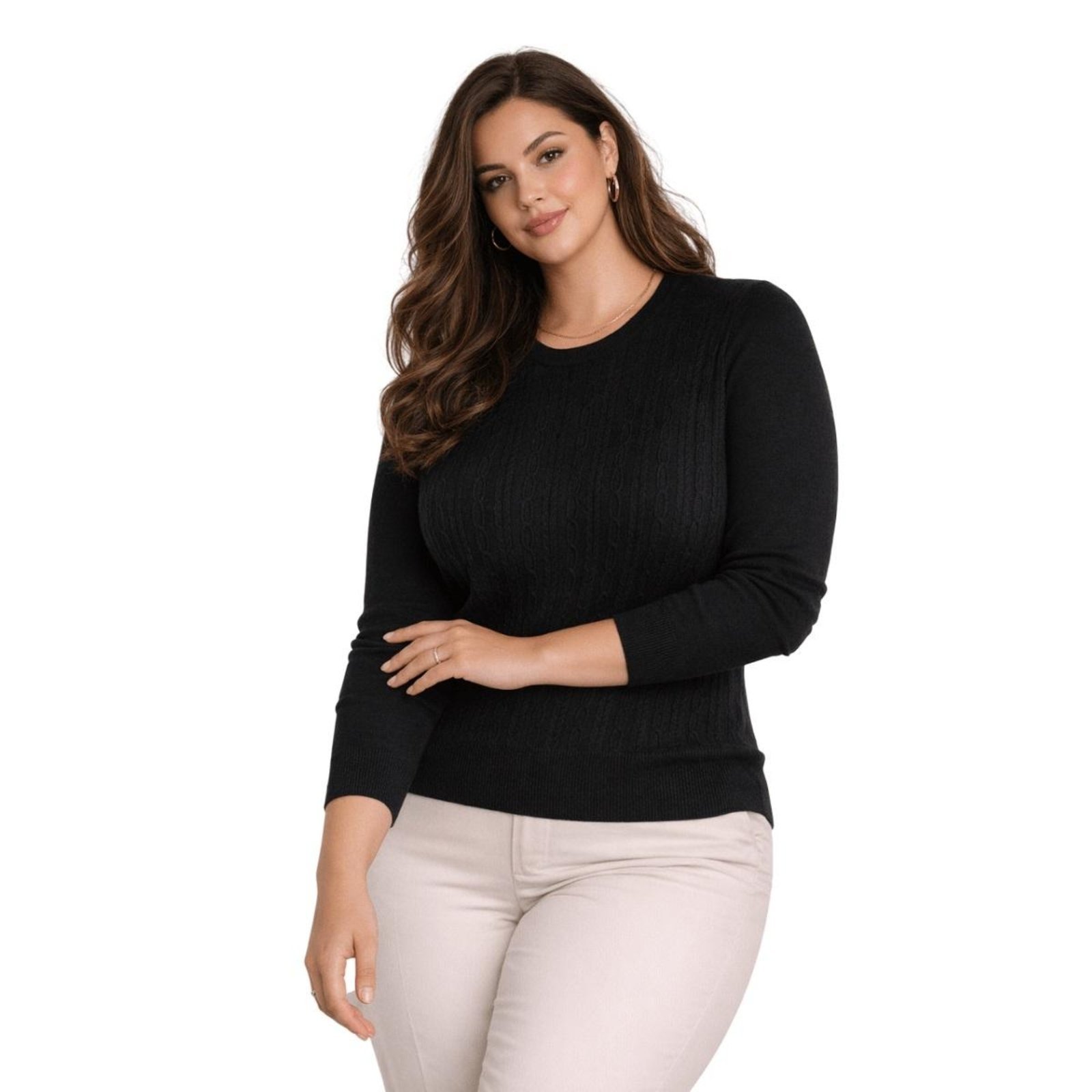 Suéter Tricô Feminino City Lady by Facinelli Plus Size 658140 Preto
