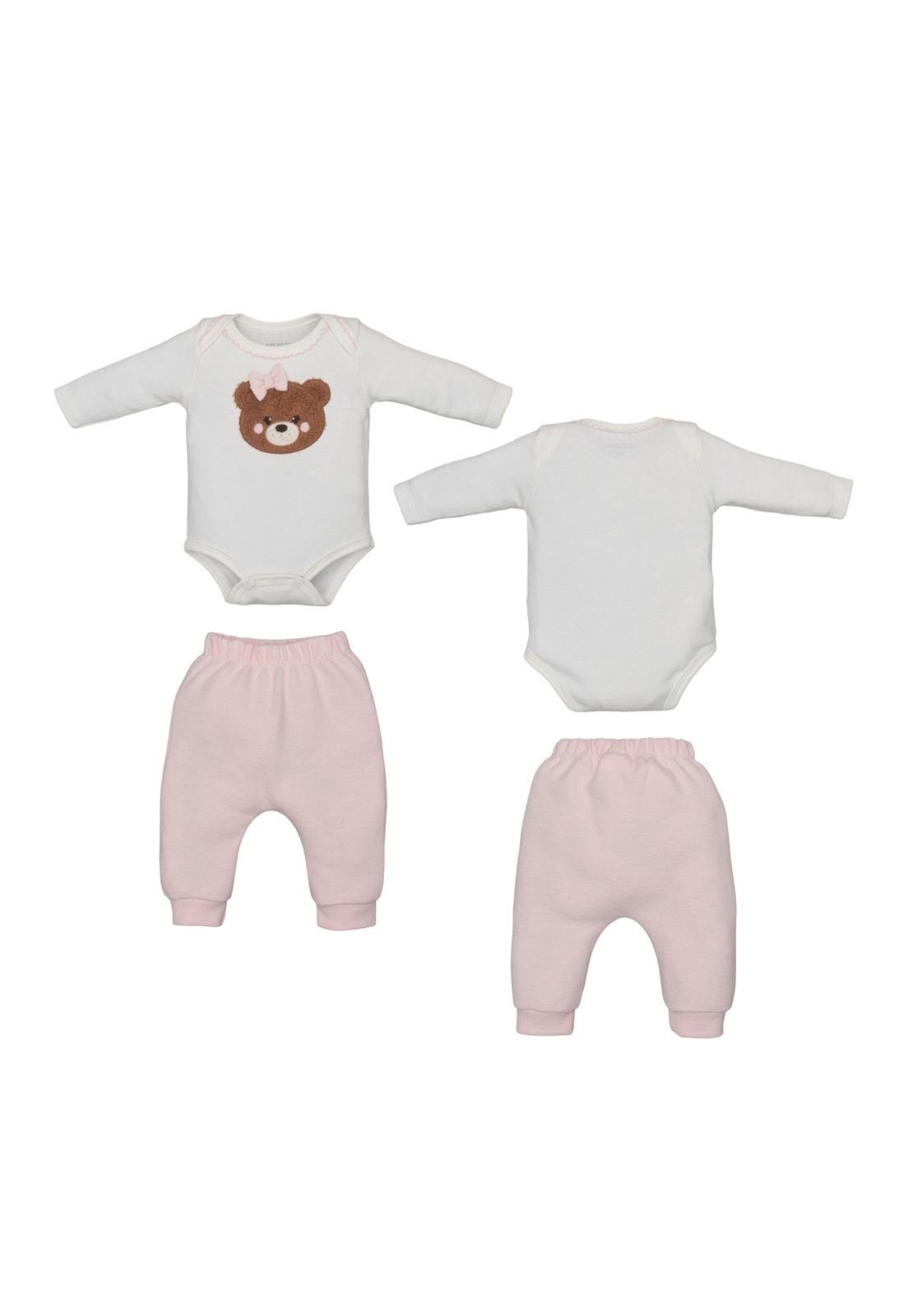 Infantil - Conjunto de Body Urso Menina Upi Uli M Rosa