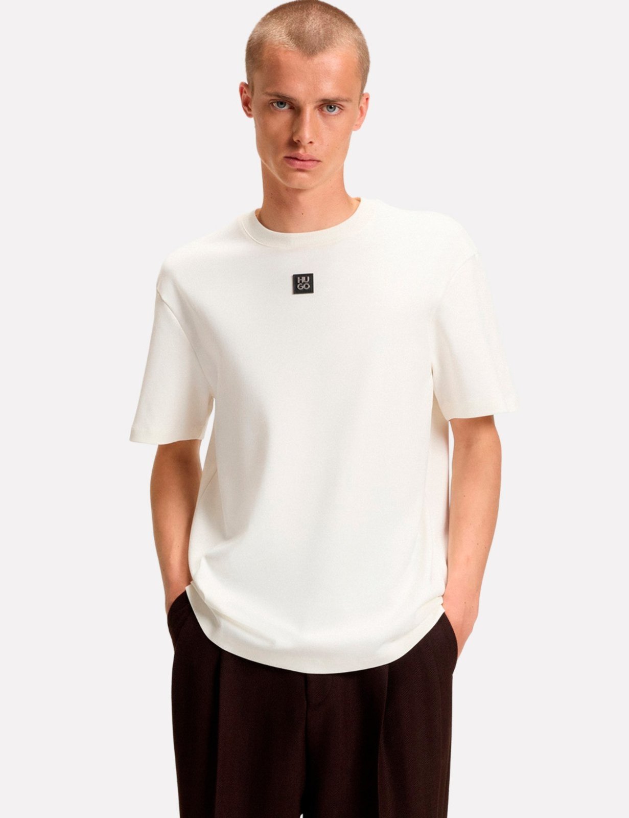 Camiseta Hugo Boss Masculina Regular Fit Dalile Off White