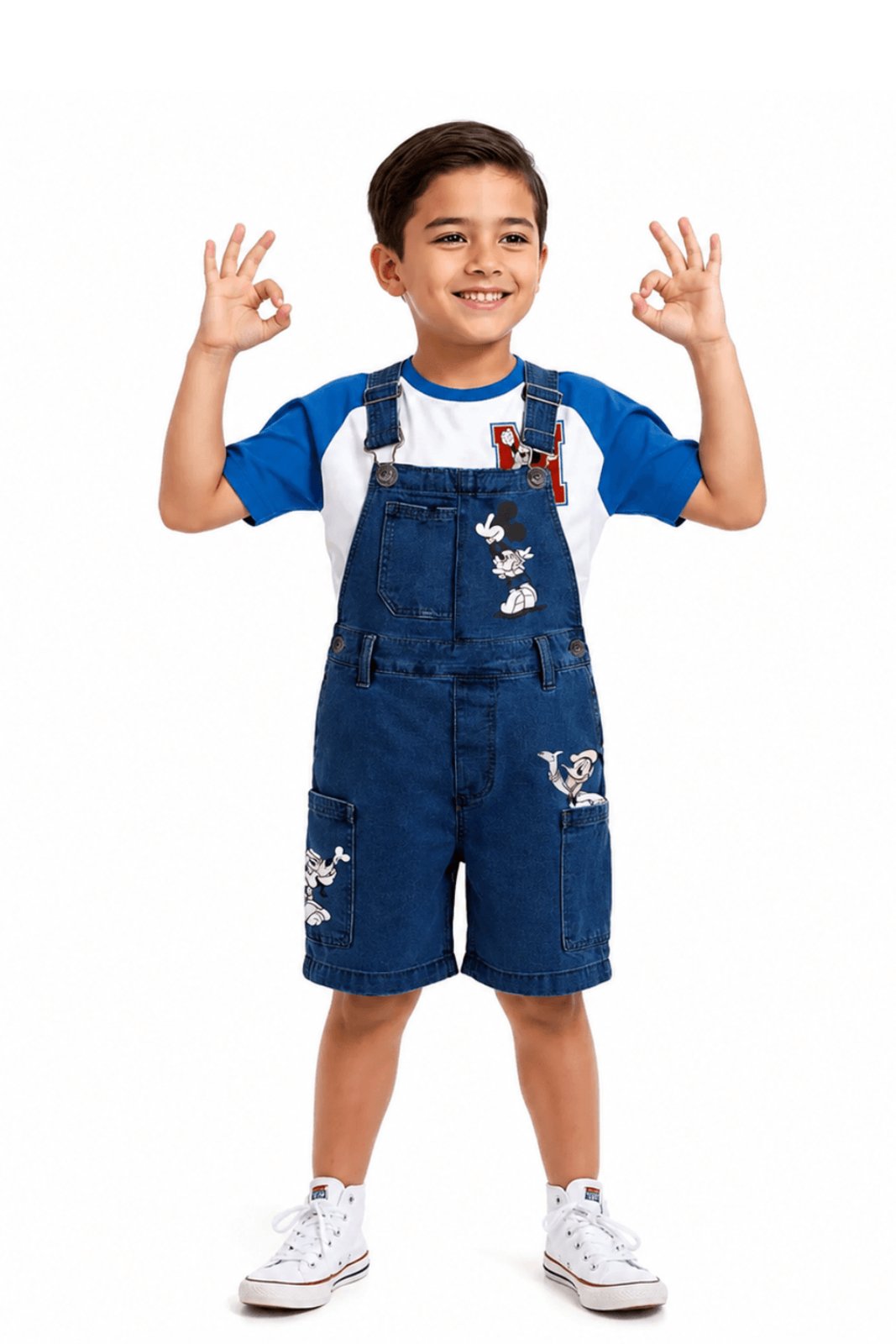 Infantil - Jardineira Mickey e Seus Amigos Disney Detalhe Azul