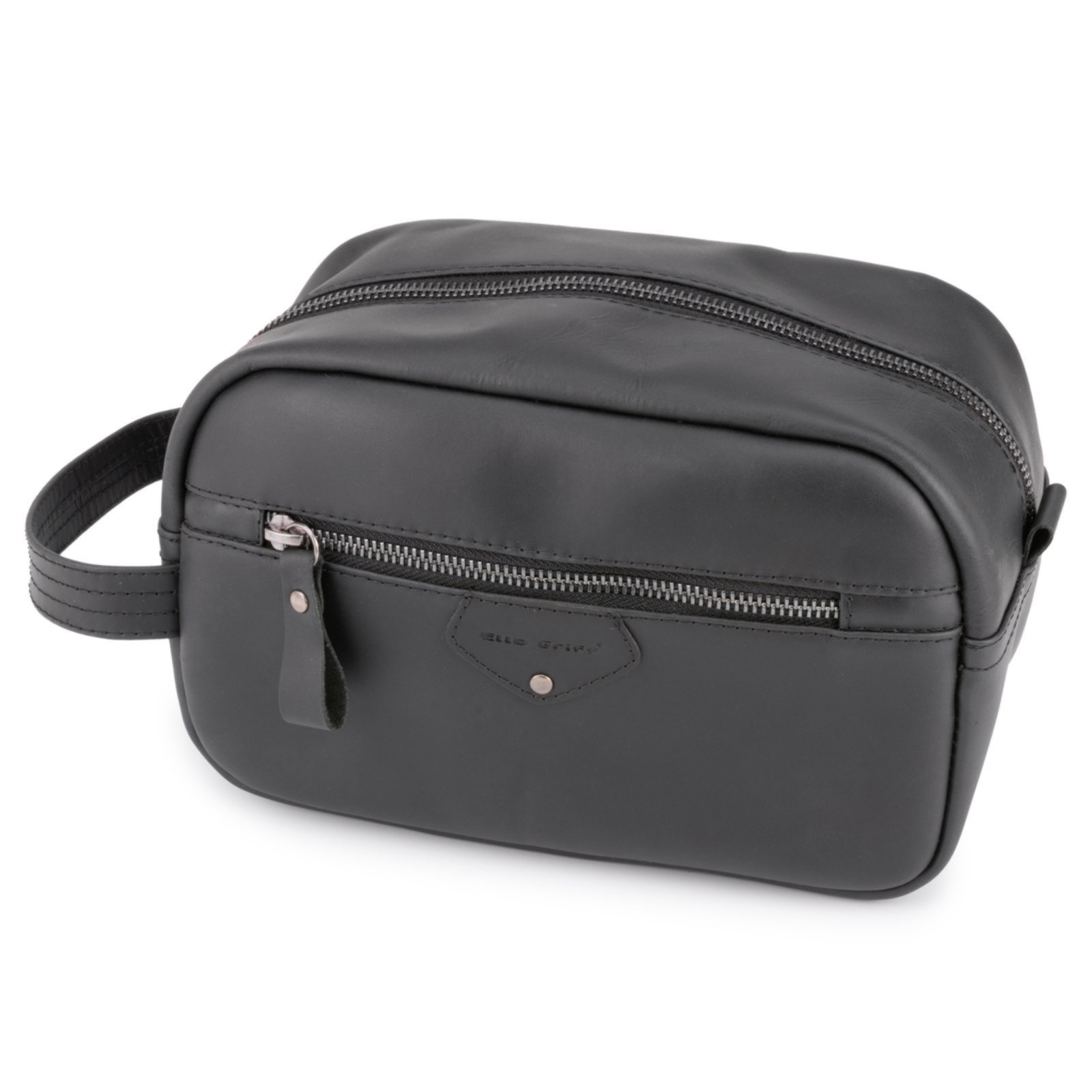 Necessaire Estojo Bolsa De Mão Couro Legítimo Espaçosa preto Ello Griff