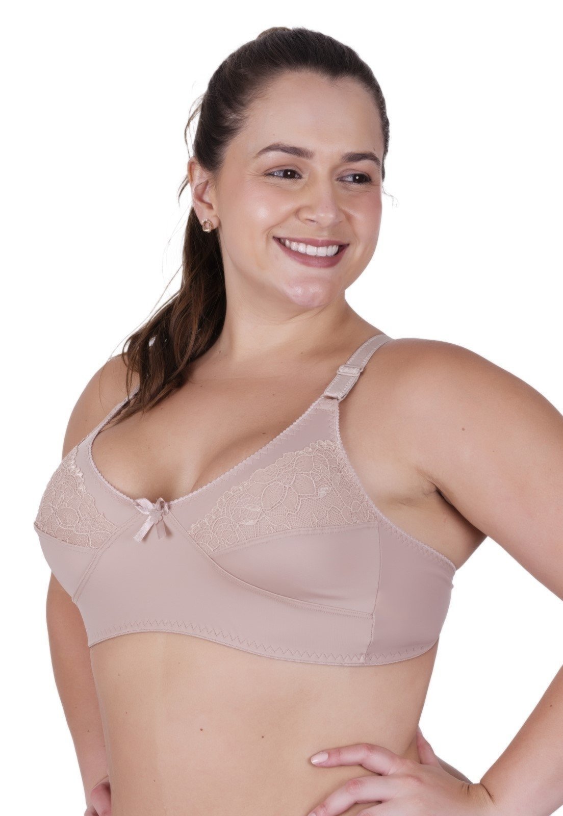 Sutiã Plus Size sem Bojo de Cetinete Terra e Mar Bege