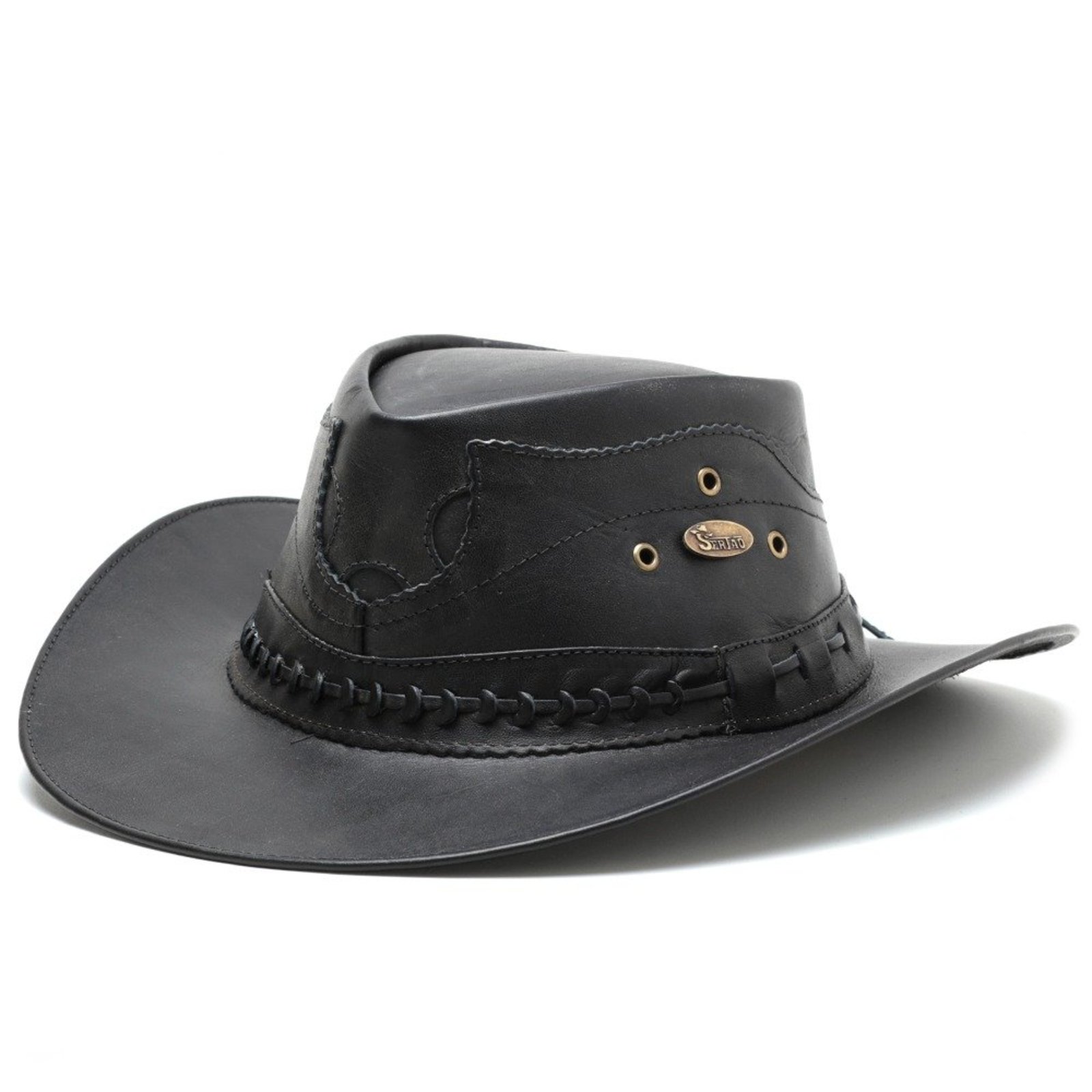 Chapéu De Couro Legitimo Preto Unissex Estilo Country Americano Western Carmelo Shoes Moda Rodeio Barretos