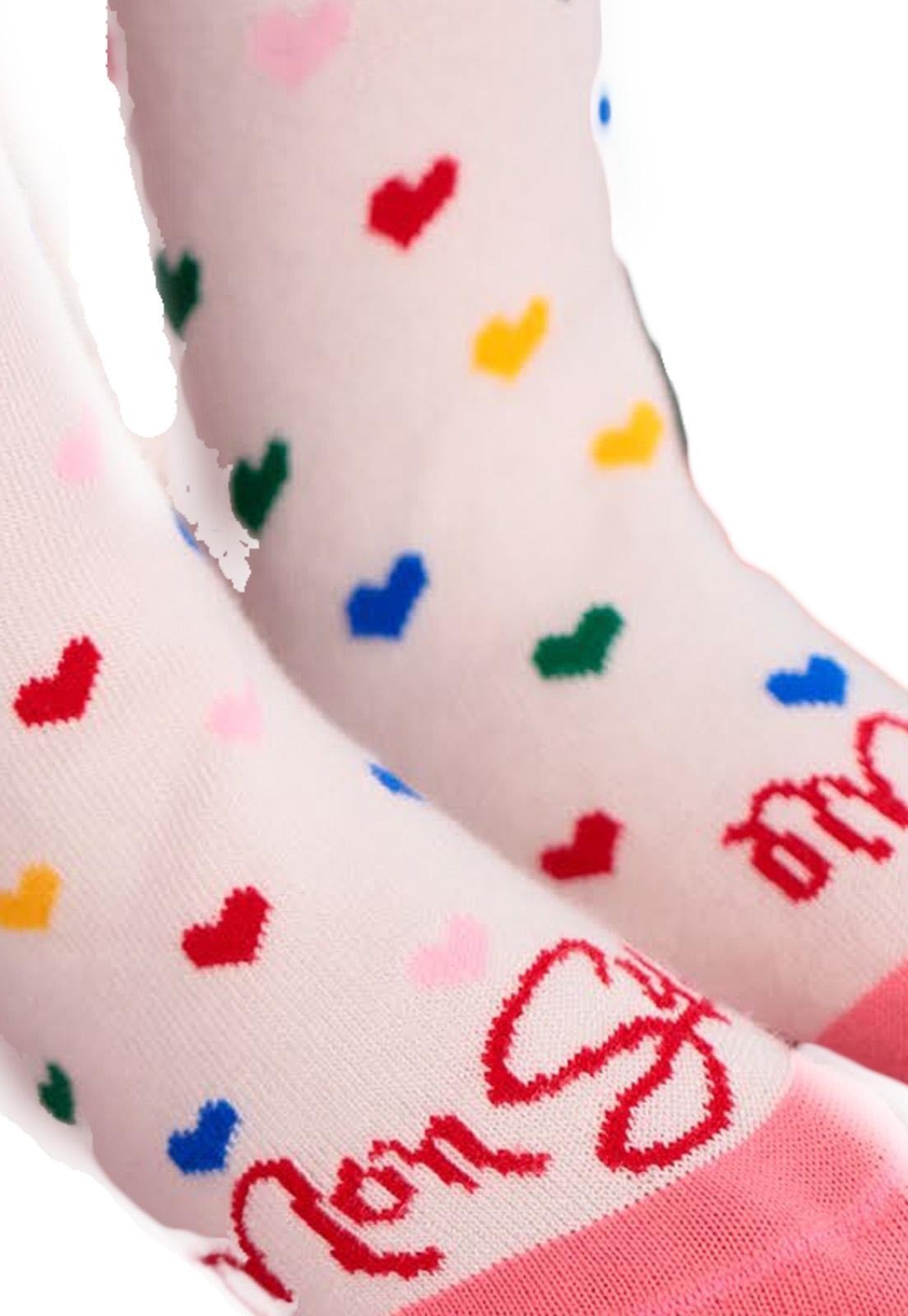 Vista 3 Infantil - Meia Longa Corações Colorido Mon Sucrê rosa Mon Sucré rosa