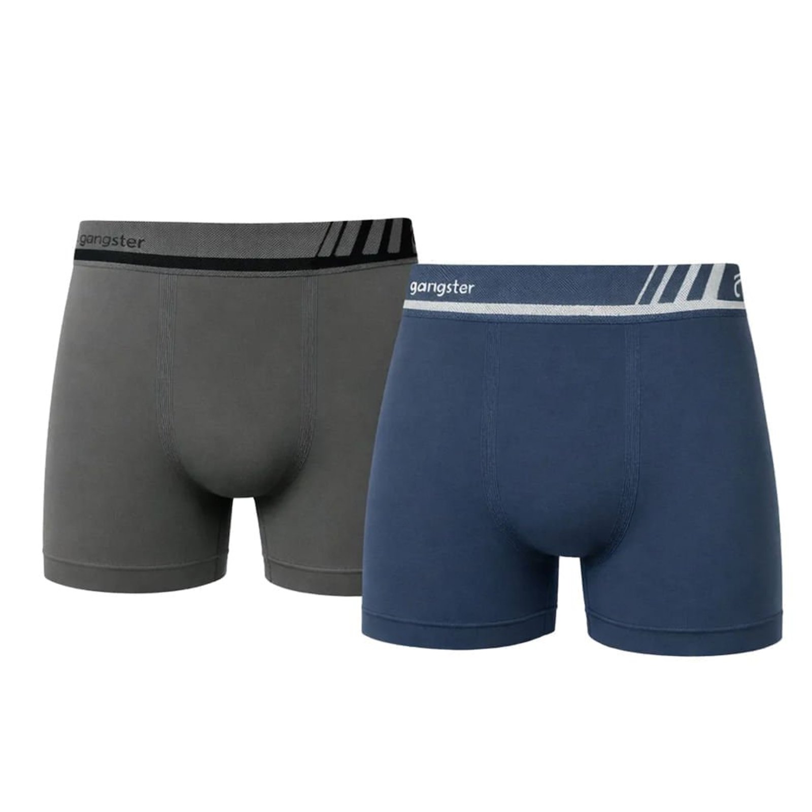 Cueca Boxer Masculina Gangster Sem Costura C/ 2 Cinza/Marinho