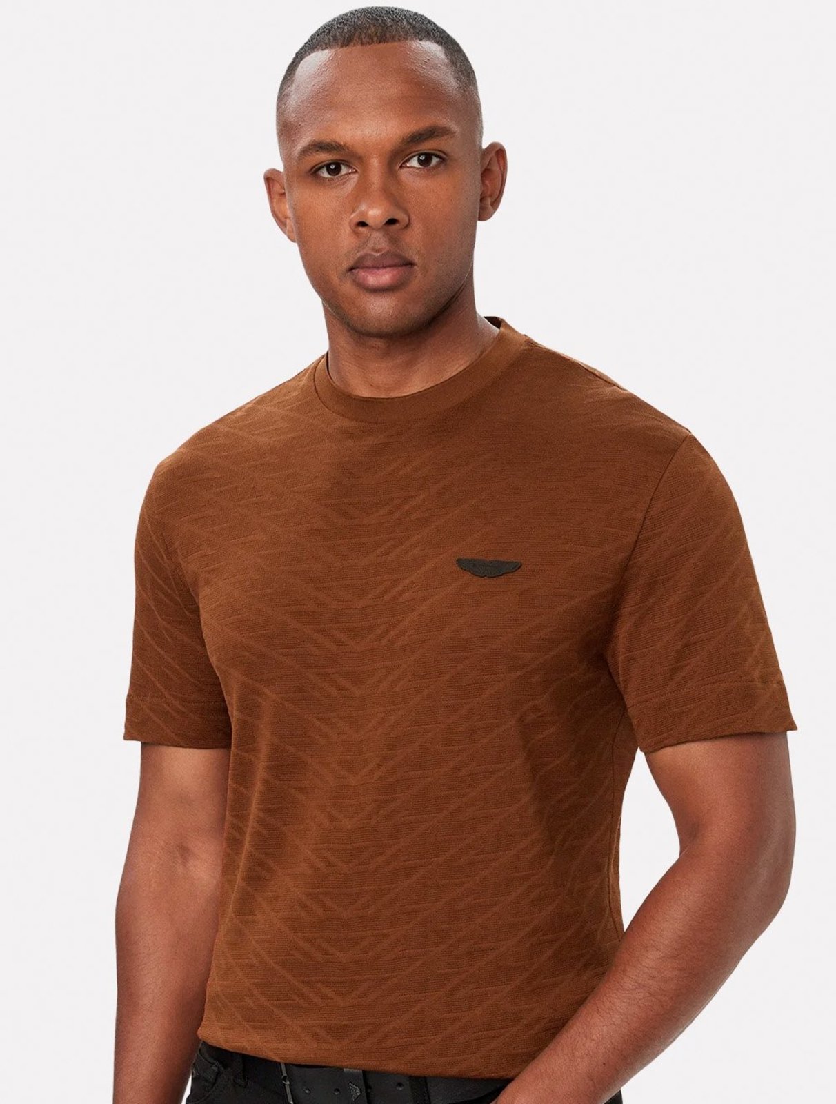 Camiseta Hugo Boss x Aston Martin Masculina Regular C-Thompson 180_AM Marrom Médio