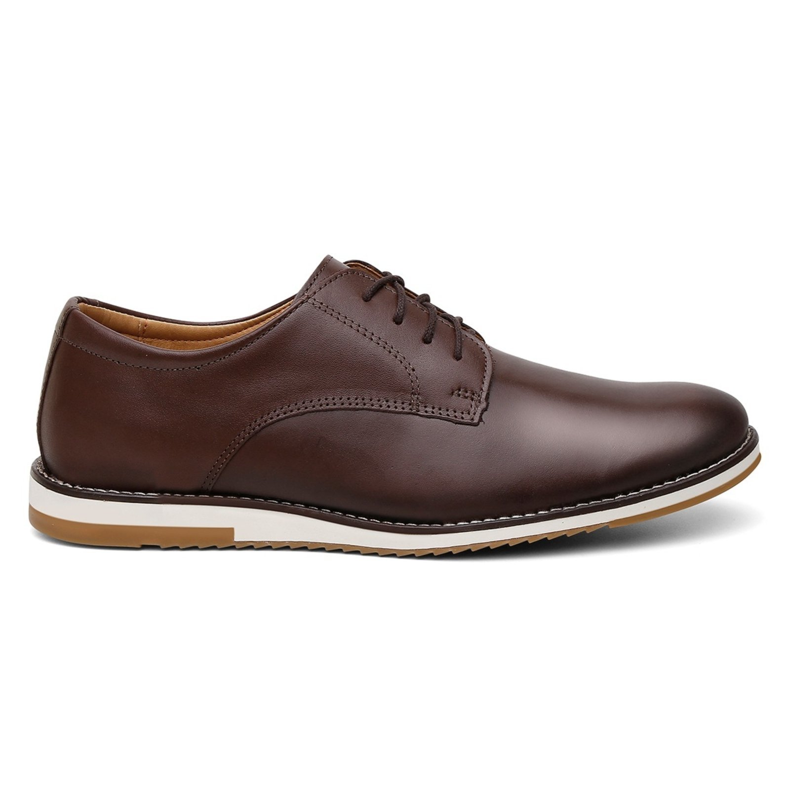 Sapato Social Casual Masculino de Couro Cadarço Moderno Café
