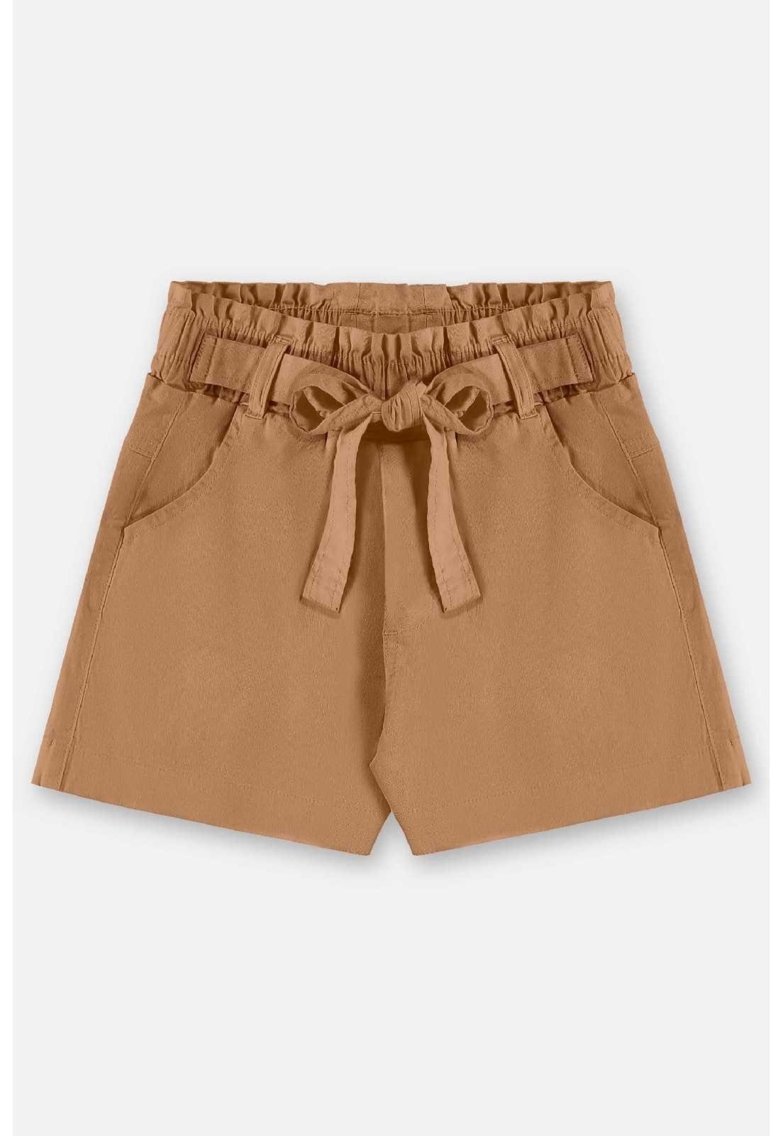 Infantil - Short em Sarja com Cinto Up Baby Marrom