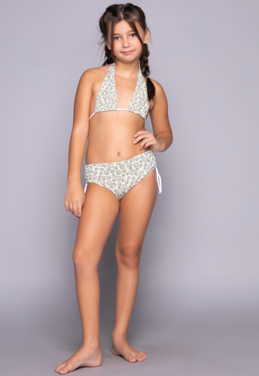 Biquíni Bella Fiore Modas Com Top e Calcinha Amarração Bionda Estampado Verde