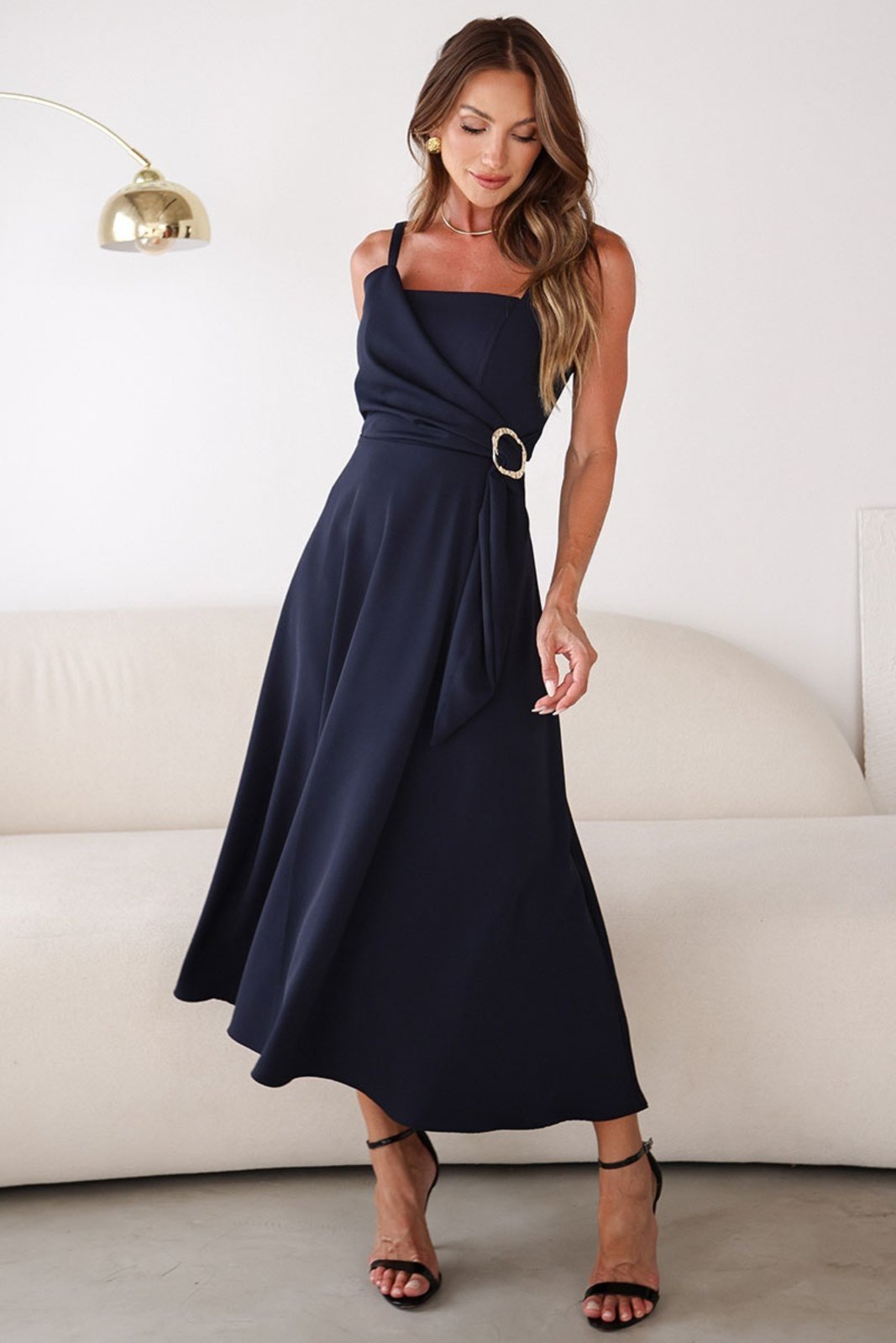 Vestido Luciana Transpassado C/ Detalhe Fivela Marinho