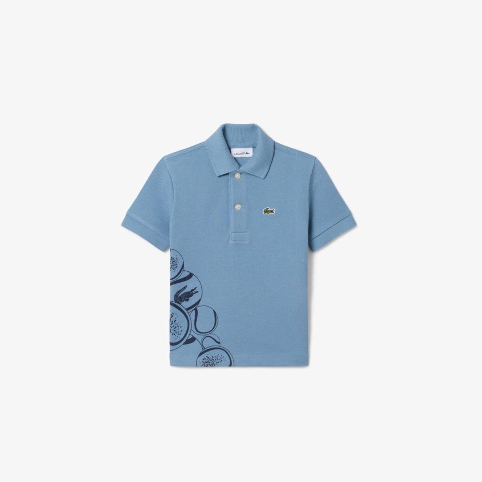 Camisa Polo Mini Piqué Lacoste Estampada Azul