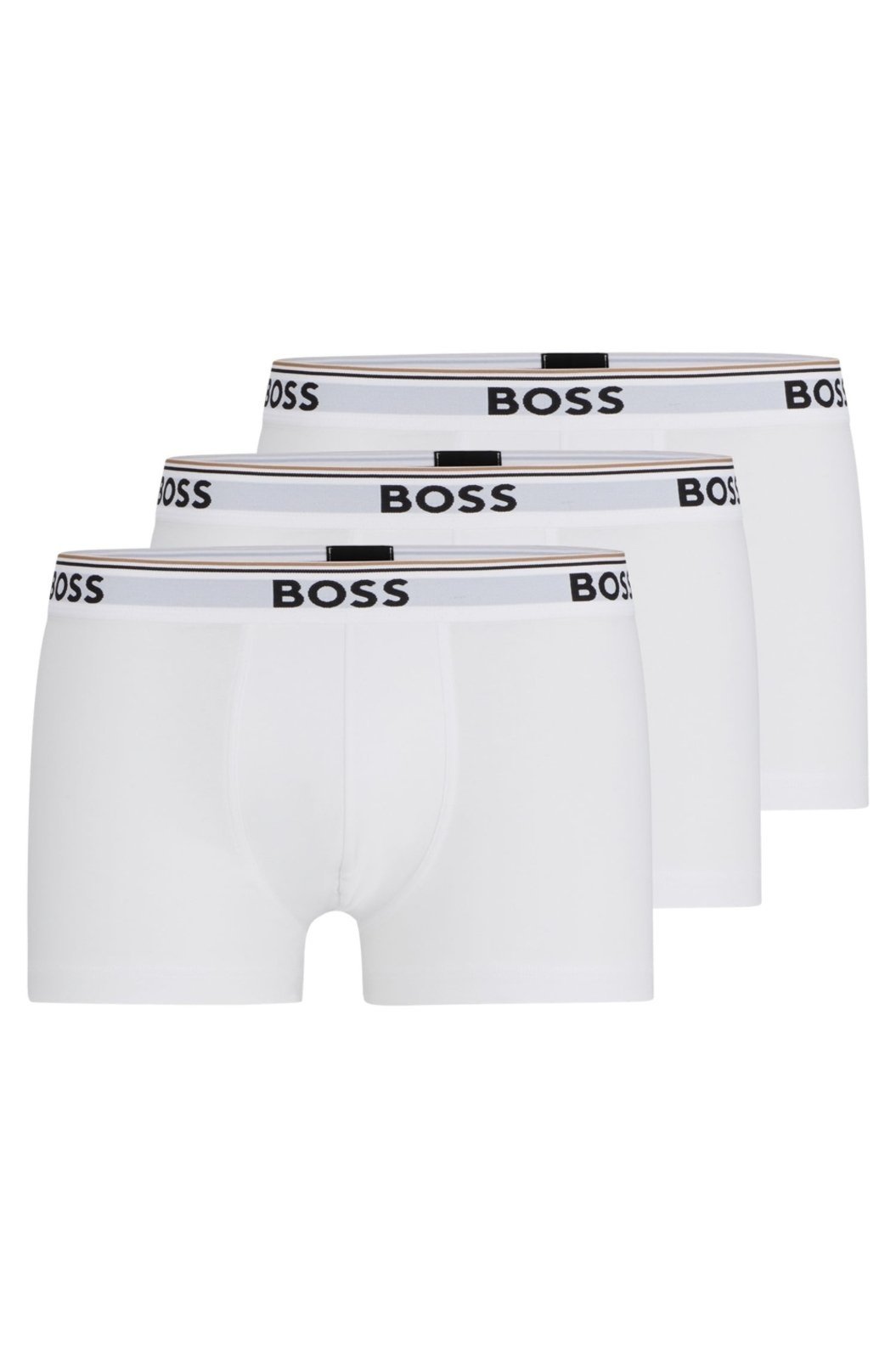 Conjunto De Três Boxers De Algodão Stretch Com Logotipo Na Cintura
