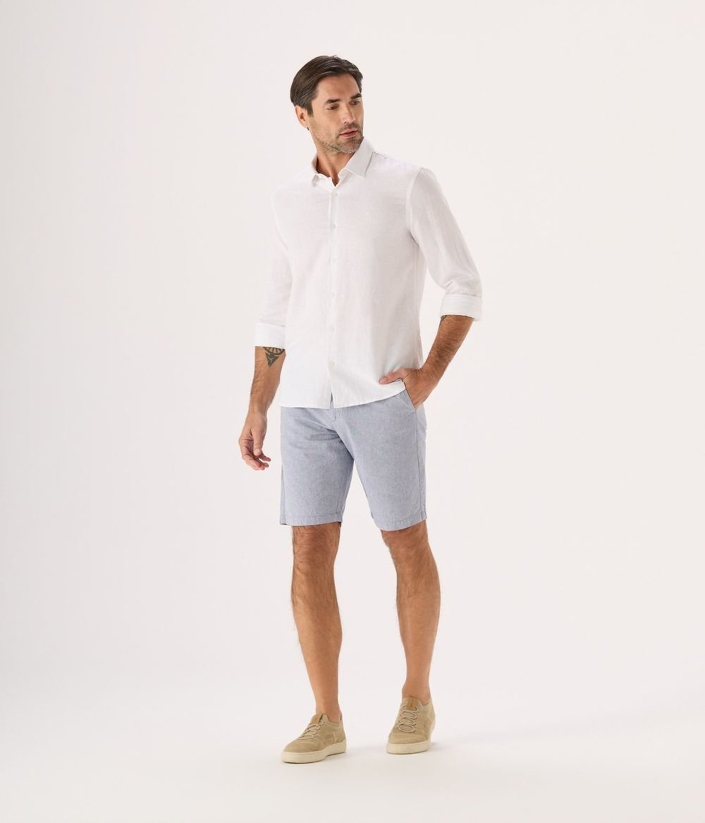 Bermuda Makenji Cos Alfaiataria Masculina Azul Indigo