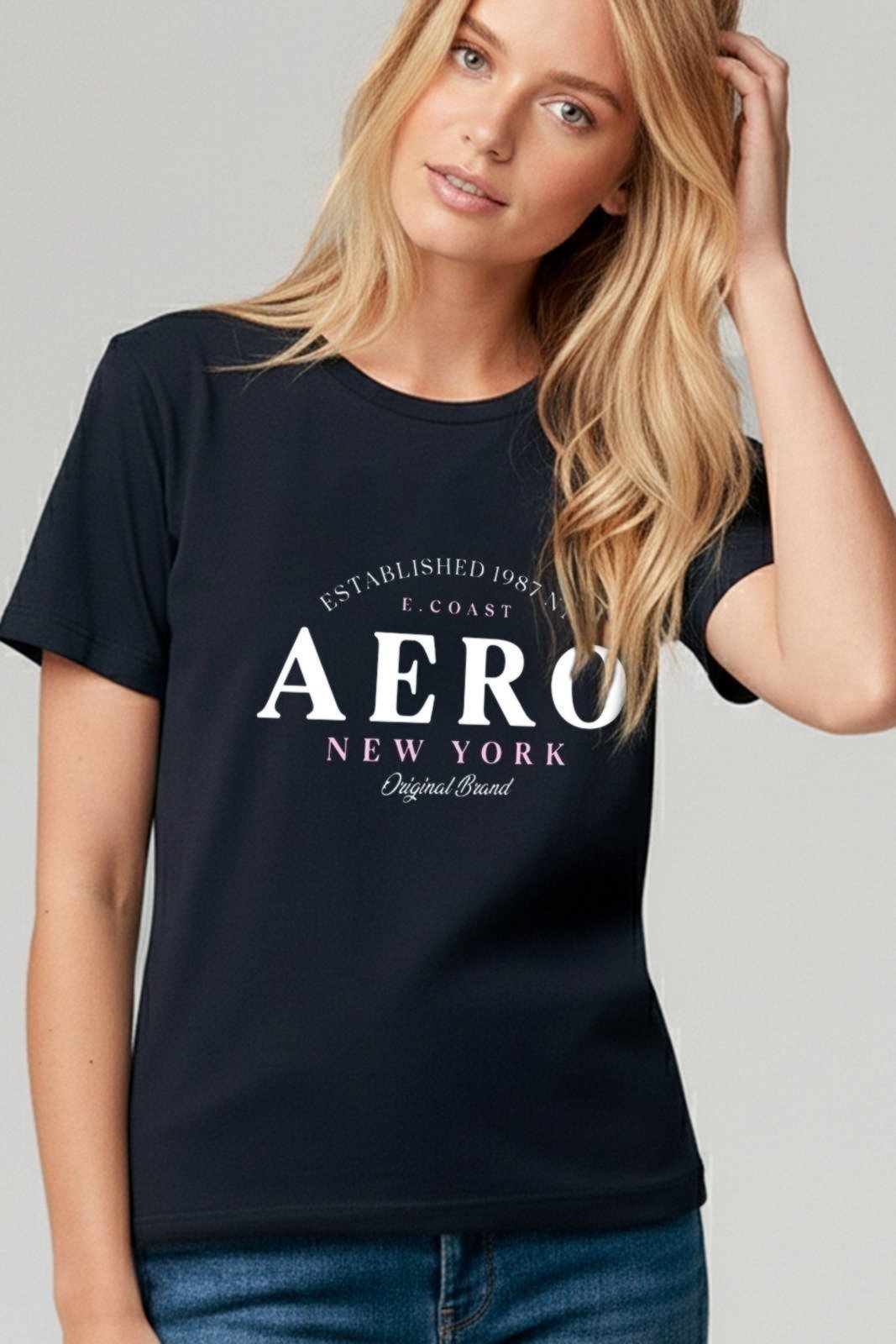 Camiseta Manga Curta Feminina Silkada Aéropostale 98130161 Azul Marinho