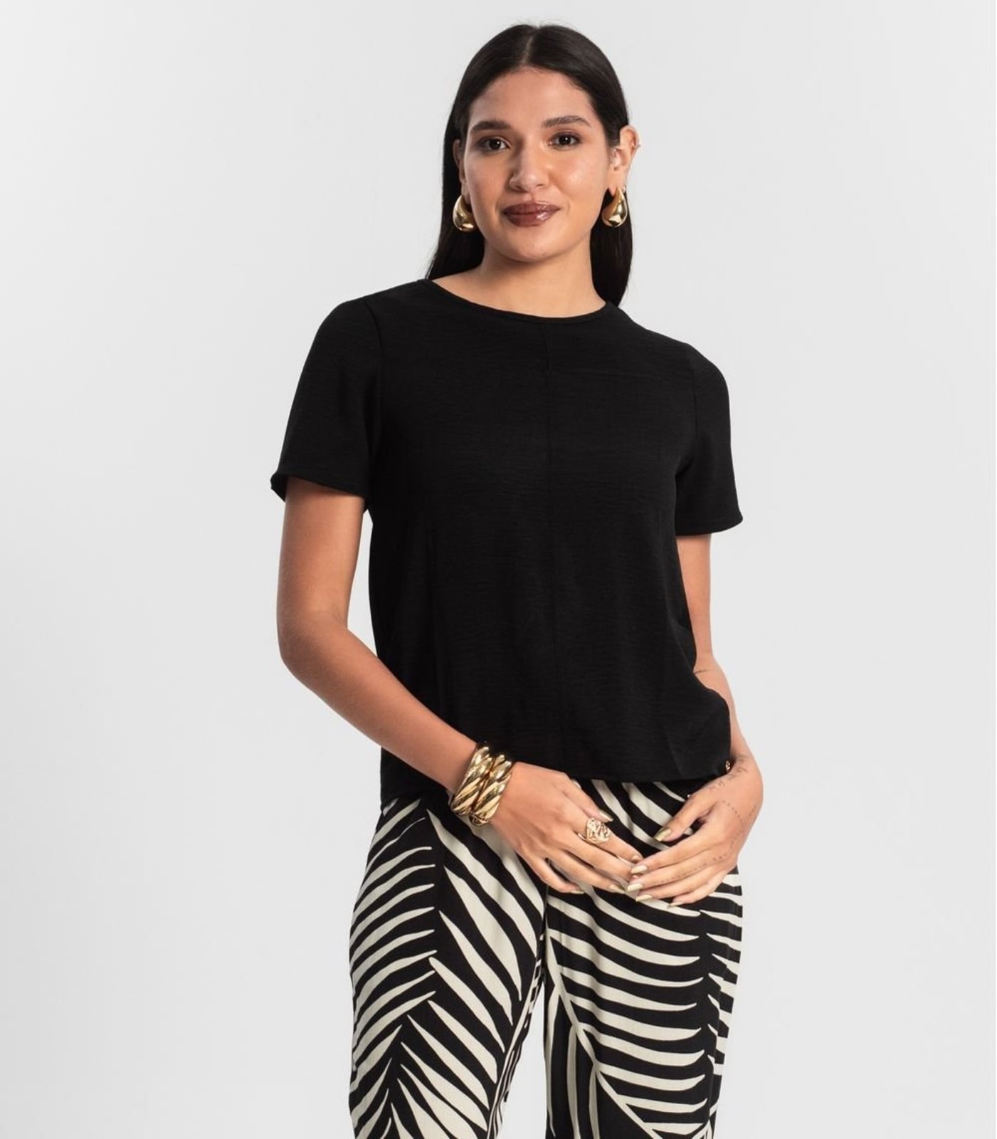 Blusa Manga Curta em Air Flow Rovitex Preto