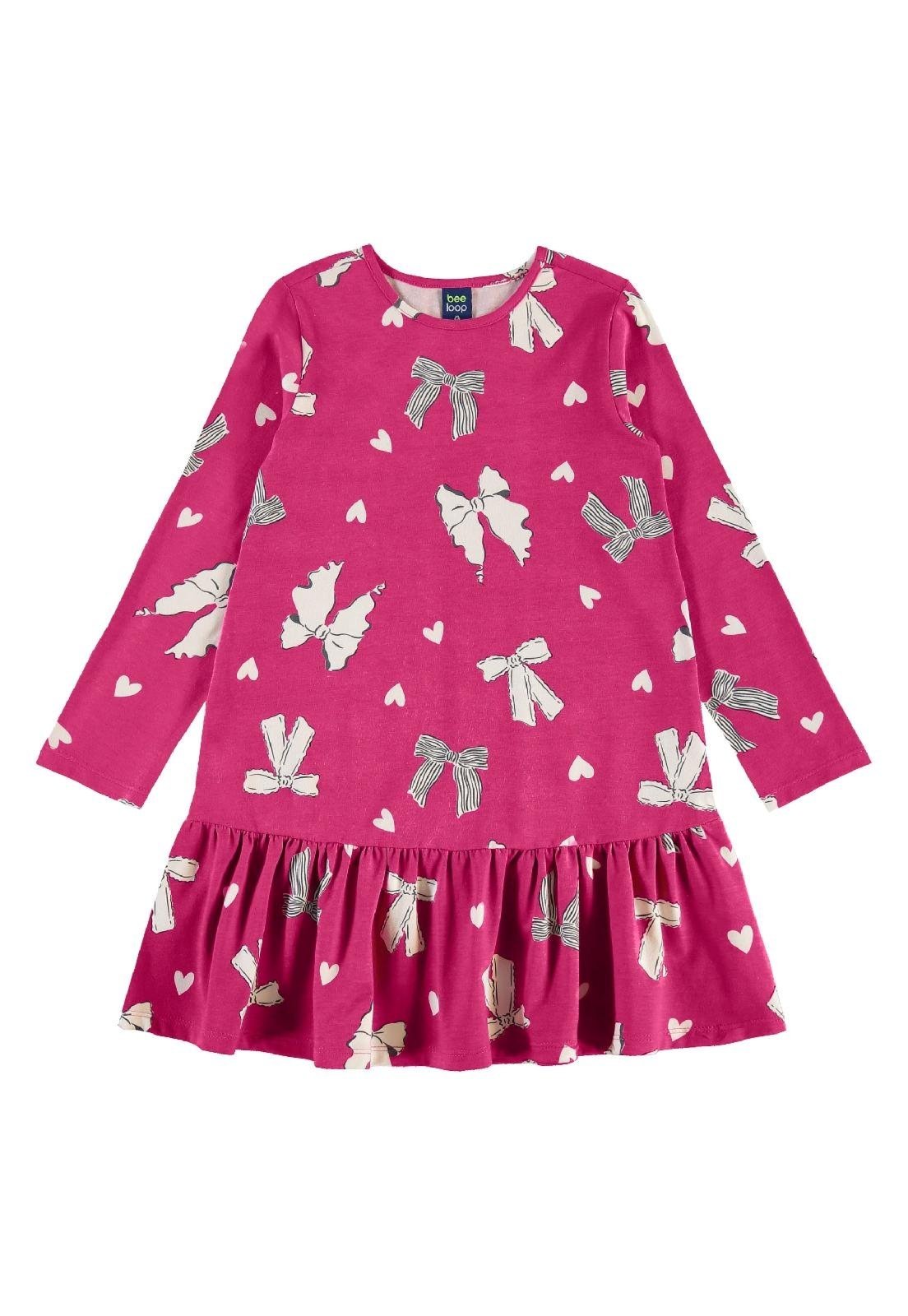 Infantil - Vestido Cotton Laços Corações Bee Loop Vermelho